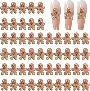 50Pcs Cute Gingerbread Man Nail Charms Christmas Nail Art Charms 3D Resi...