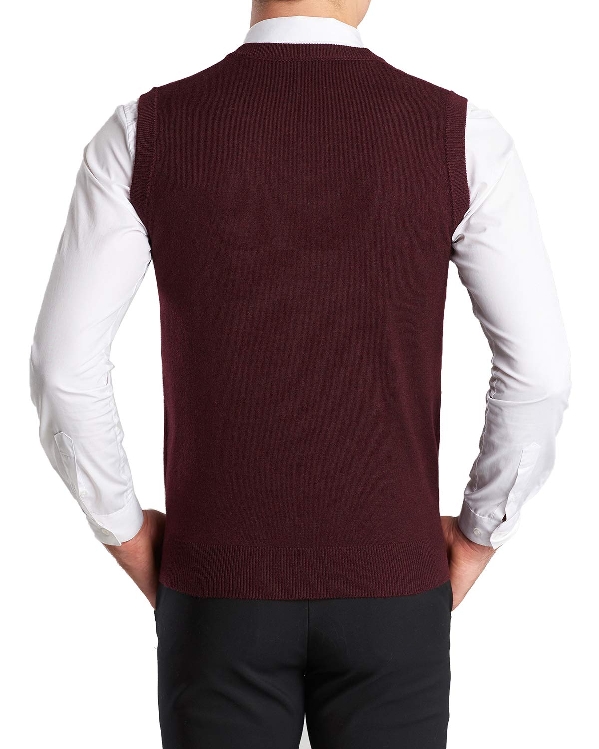 Homme Gilet en Laine Unie Col V Wool Pull sans Manche Automne Col V Gilet Classique Gentleman Tricots Cardigans Débardeurs