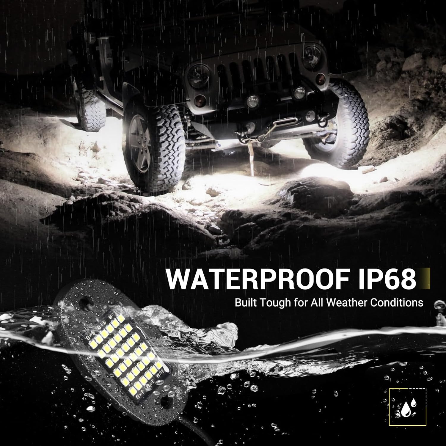 12 Pods White Rock Lights 6000K Pure White 36 LEDs SMD Chips Super Bright Neon Underglow Light IP68 Waterproof for Pickup Trucks SUV UTV ATV RZR Car Boats (White)