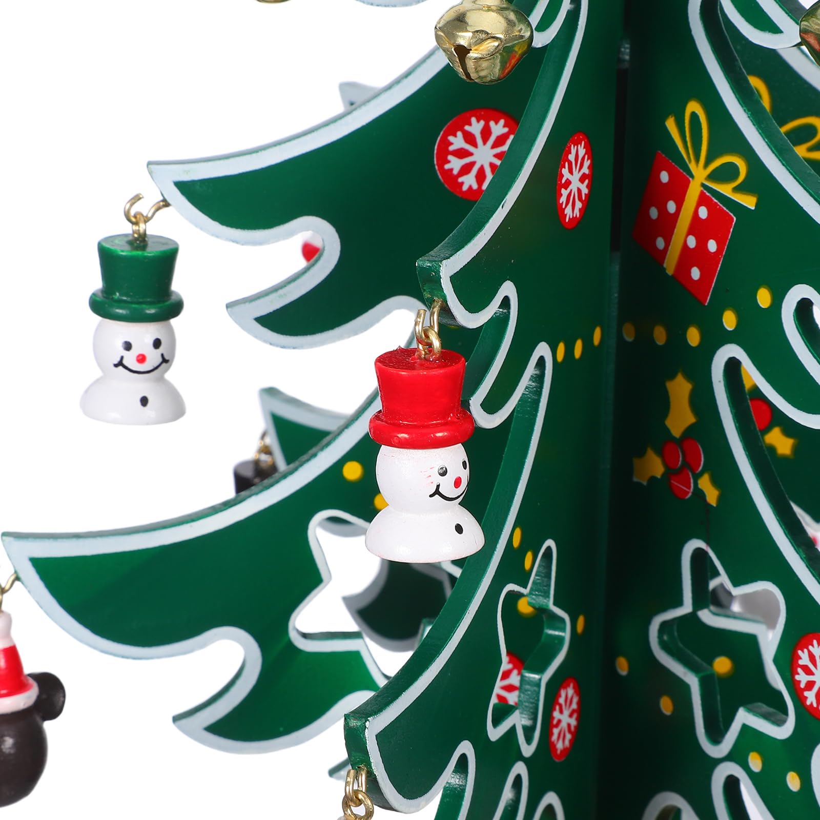 2pezzi Albero di Natale in Legno Mini con Ornamenti Appesi Decorazioni da Tavolo per Feste Alberi di Natale in Miniatura Artigianali