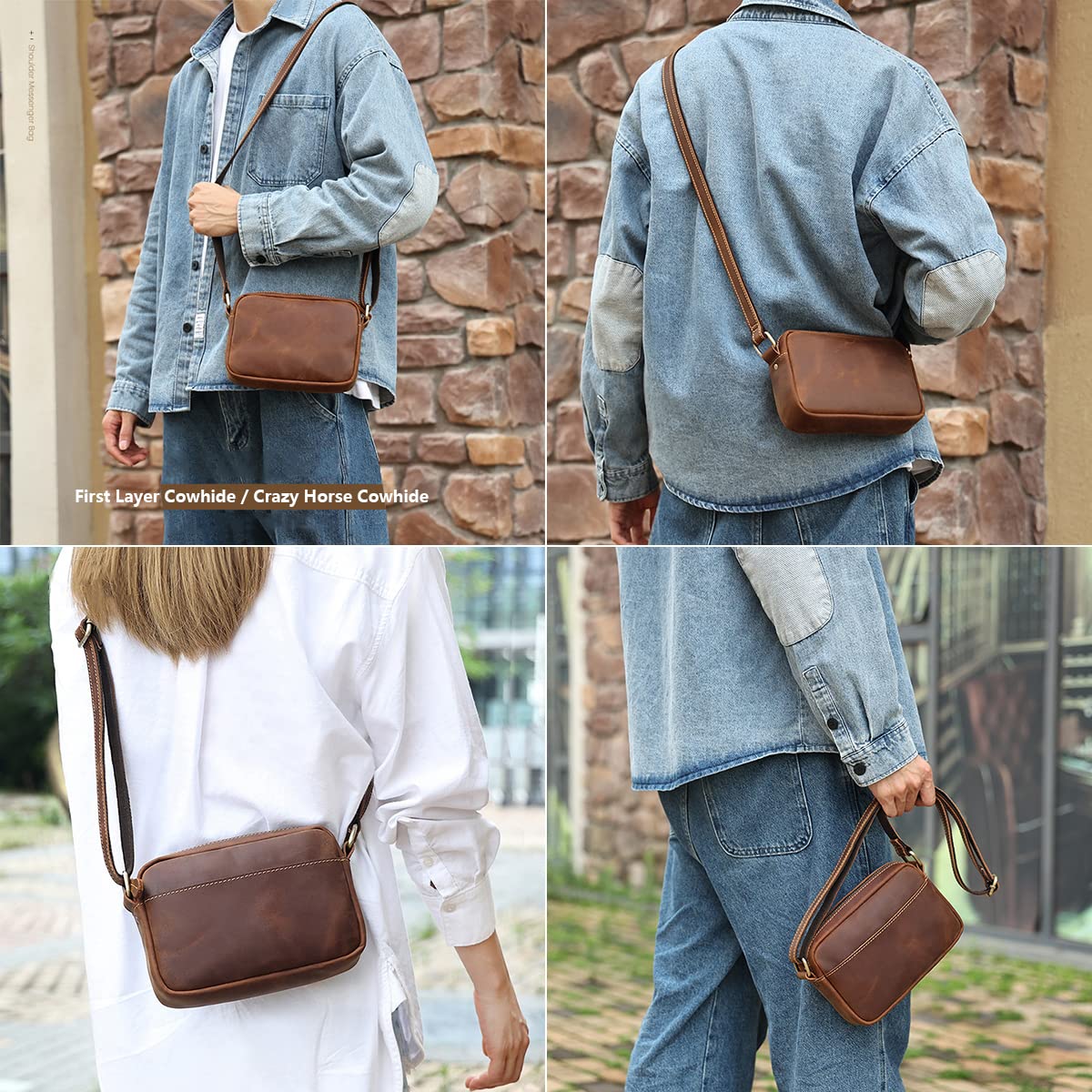 Amazon.com: Men's Retro Crossbody Phone Bag, Small Crazy Horse