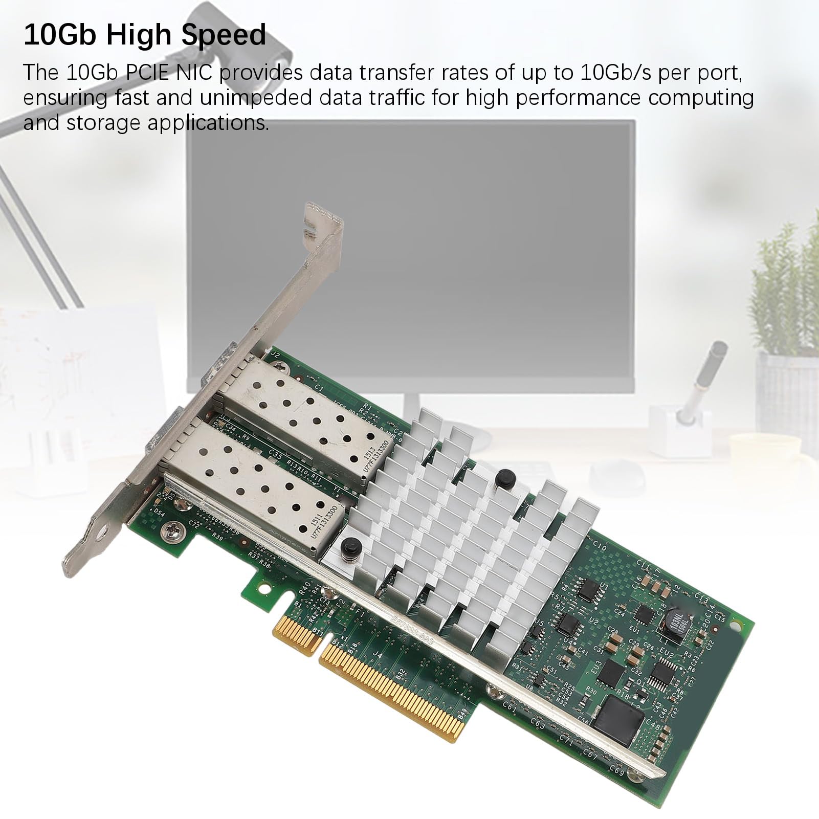 Scheda di rete 10Gb SFP+, Adattatore Ethernet PCIe Dual Port, Connettività Convergente ad Alta Velocità per Server e Data Center, 1 Pezzo PCB