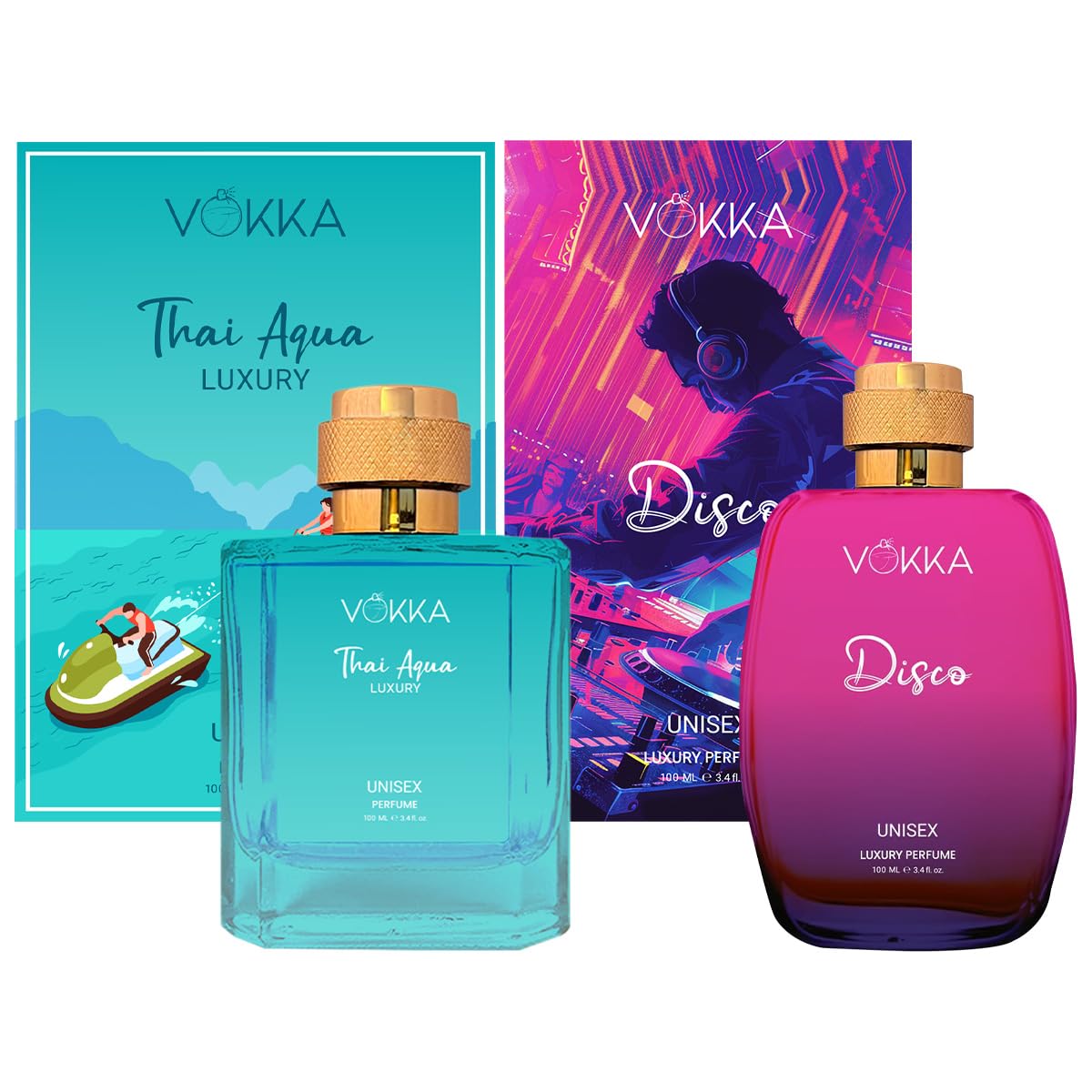 VOKKA Thai Aqua & Disco 2x100ml | Unisex Luxury Long Lasting Perfume For Men & Women | Eau De Parfum | EDP Fragrance for Gift | Travel & Skin Friendly | Notes: Aqua, Patchouli, Spicy, Amber Leathery-picture-31