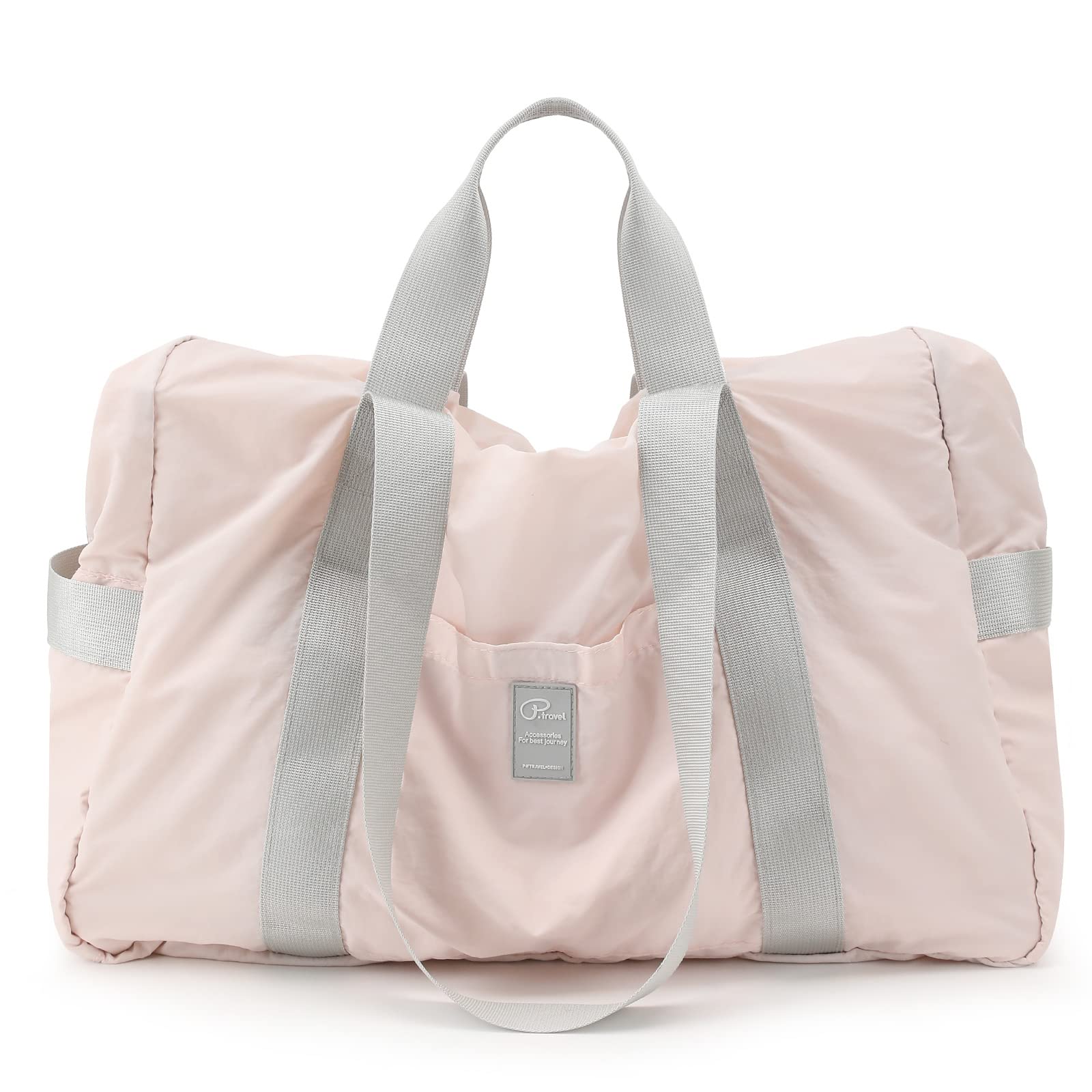 VanFn Borsone da viaggio pieghevole, borsone sportivo da palestra, borsa da palestra in nylon impermeabile, borsone leggero per donne e uomini, borsa da weekend all'aperto, serie P.Travel, Rosa chiaro