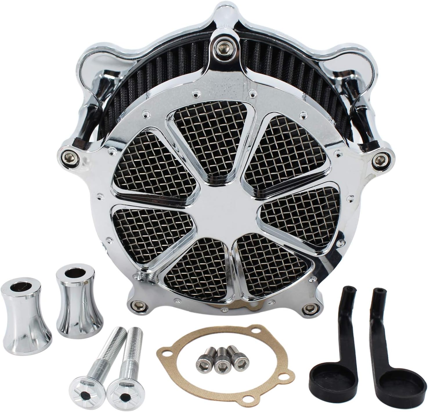 Chrome Air Cleaner Intake Filter Venturi Cut for Touring Road King Street Glide 93-2007 Dyna FXR Twin Cam EVO Softail FXST FXSB 1993-2015