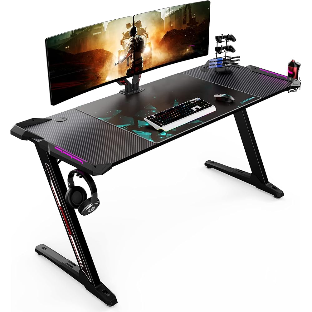 49/mo Finance EUREKA ERGONOMIC Z60 Gaming Desk, 60" Z Shaped Gaming Computer Desk PC Table