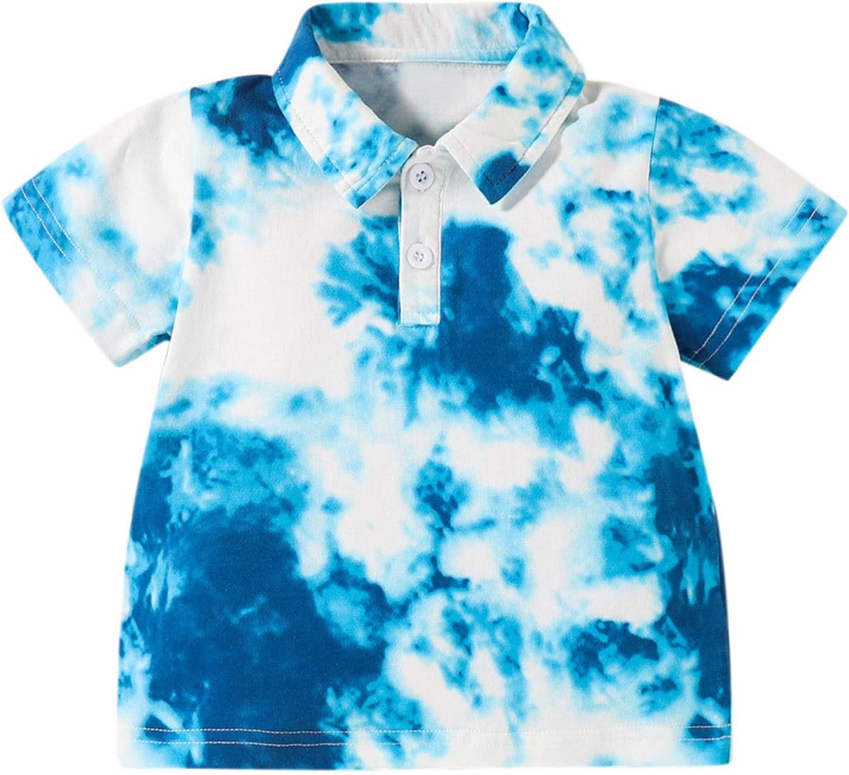 IkevanLittle Boys Long Sleeve Shirts Toddler Clothes Printed Kids T-shirt Sleeve Boys Tops Baby Tie-dye Short Boys Tops