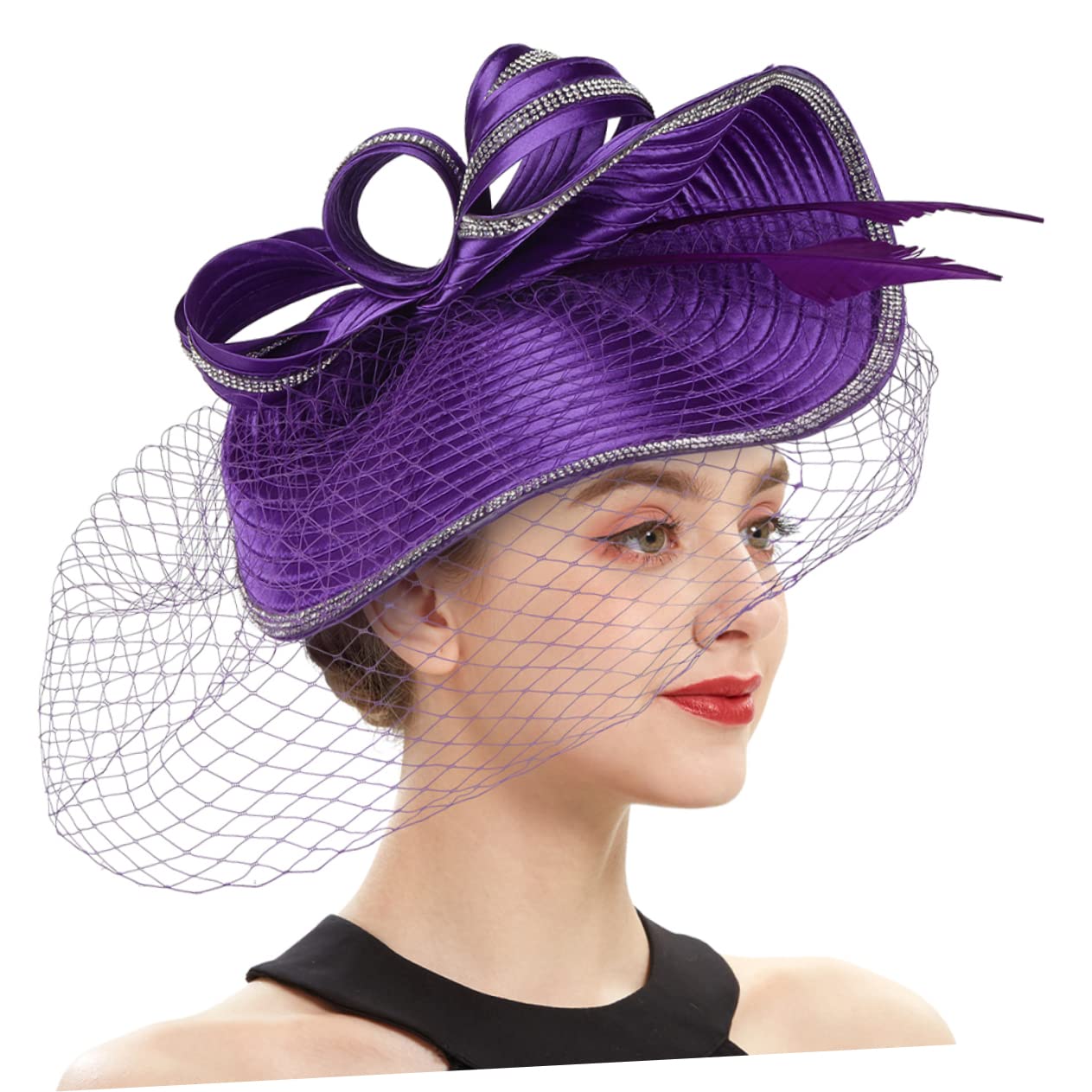 Holibanna Cappello da Cocktail Party Fascia per Ragazze Cappello da tè Cappello per Il Matrimonio fascinatori di per Le Donne Cappelli Fascinator per Le Donne Filato di Navy