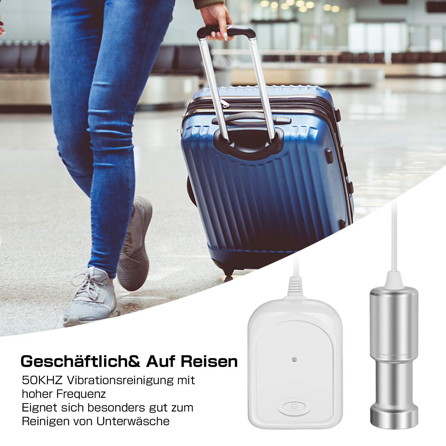 Tragbarer Ultraschallreiniger，BlumWay Mini Ultraschallreiniger, Starttyp und Sicherheitsvorrichtung, ideal für Gemüse und Obst, Schmuck, Gläser, Spielzeug und Kleidung usw.