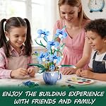 Blue Orchid Flower Building Set with Vase for Adults, Compatible with Lego Botanical Flowers, 567pcs Ideas Plant Collection Toys for Home and Office Decor, Gifts for Christmas Mother's Day