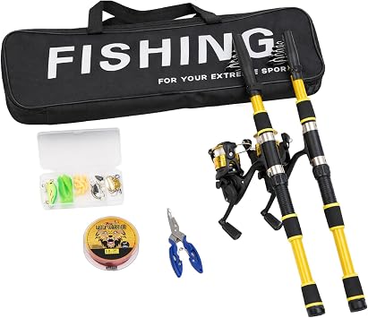 2-Pack Fishing Rod and Reel Combo Set, Telescopic Fishing Kit with Full Tackle Accessories, Portable Travel Gear for Freshwater & Saltwater