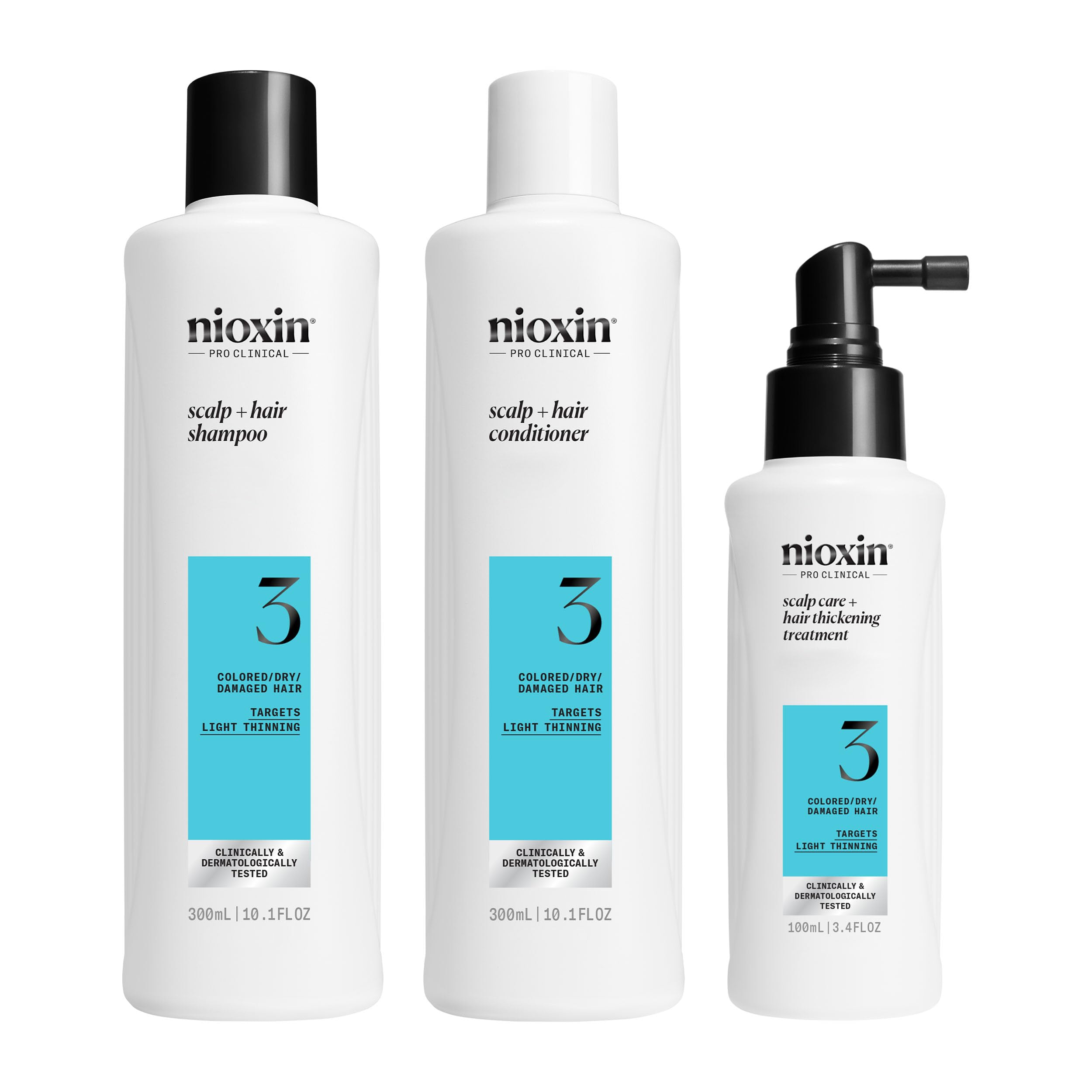 NIOXINScalp + Hair Thickening System Kits | For Natural, Colored, & Damaged Hair with Light to Progressed Thinning | Strengthen & Boost Hair Density with Niacinamide & Biotin | 3 Month Supply