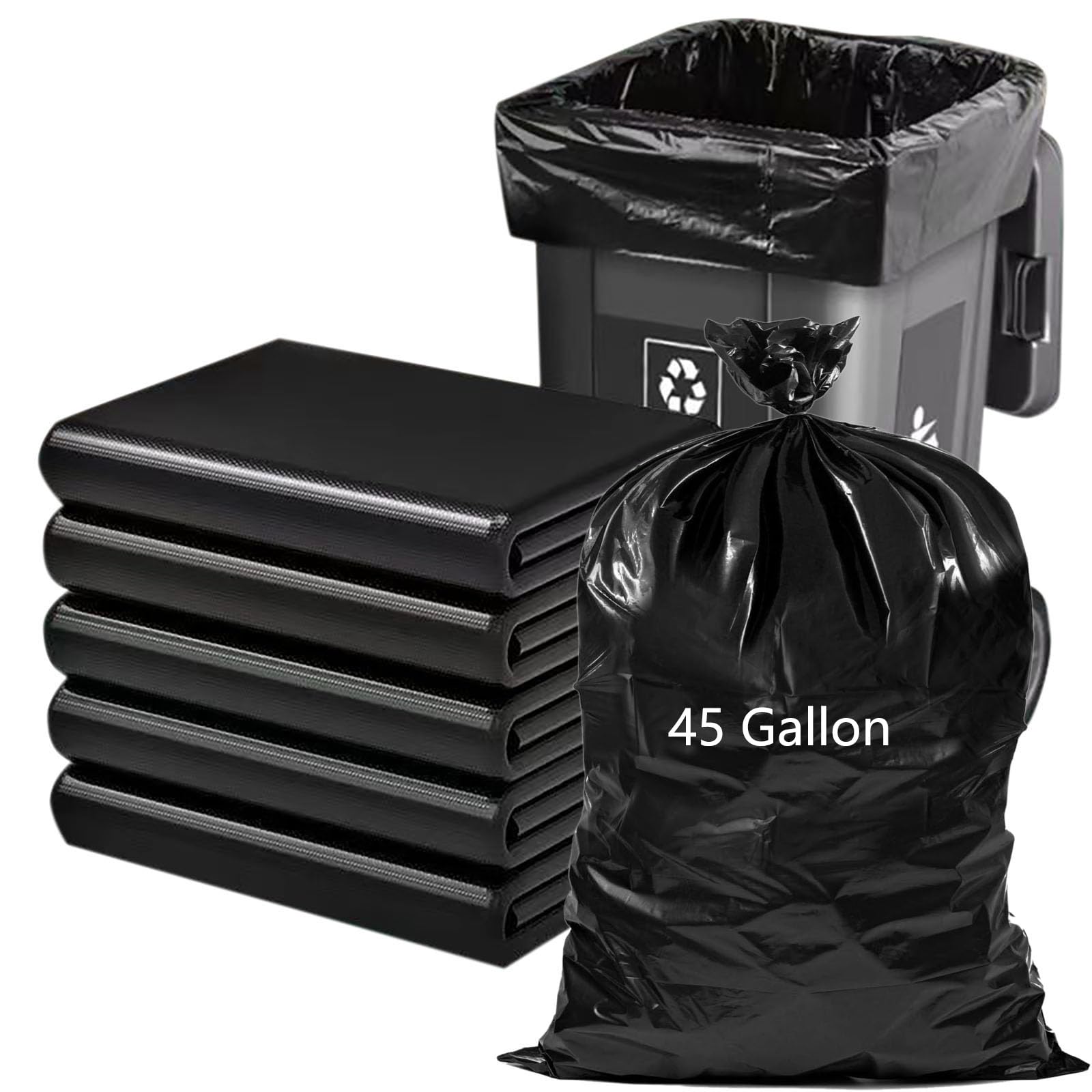 45 Gallon Trash Bags 1.8 Mil -39.3''x47.2'' Pack of 50 Thick Large Heavy Duty Multi-Use Garbage Bags Extra Large Strong Trash Can Liners for Office,