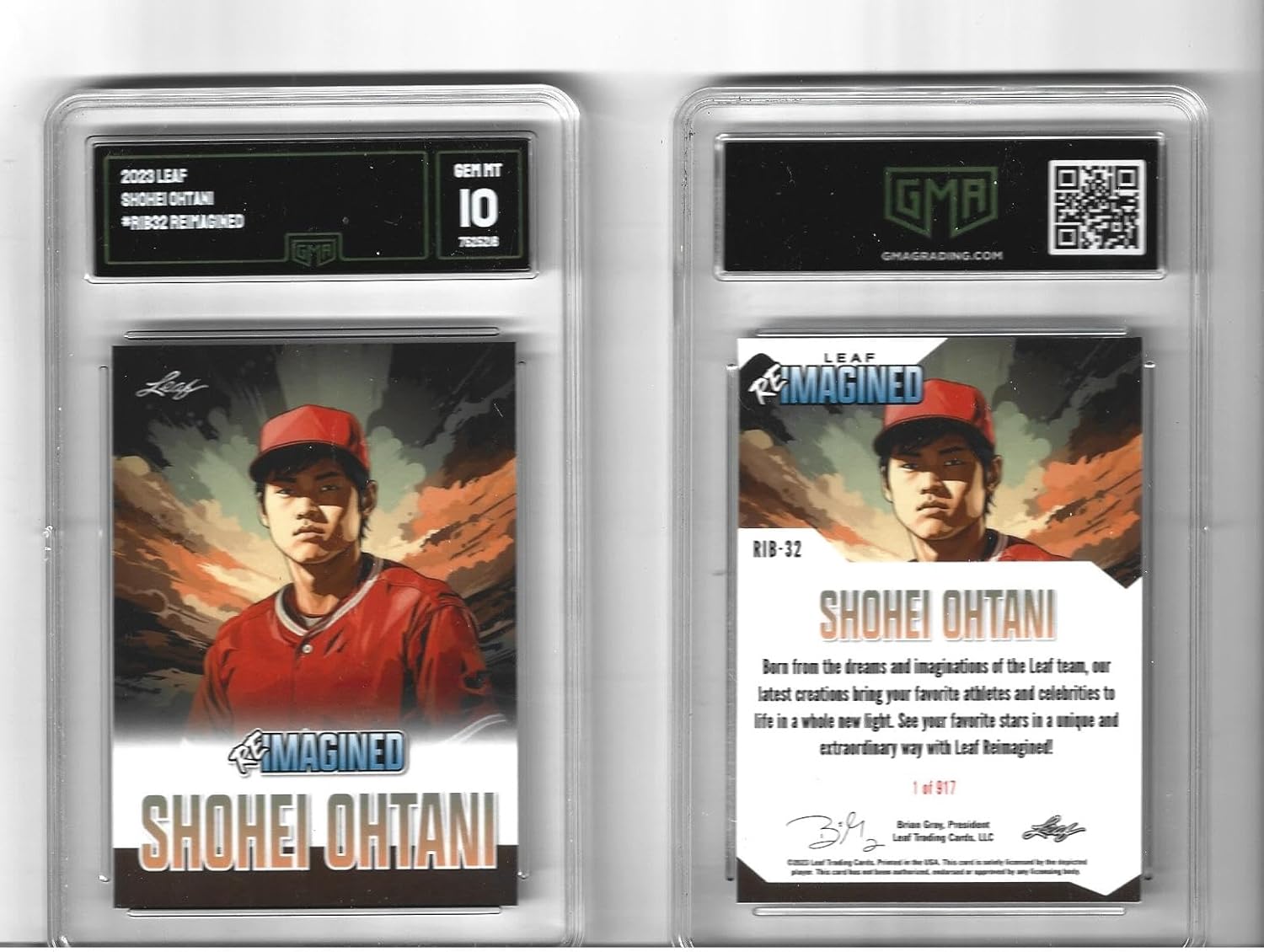 Graded Gem Mint 2023 Leaf Reimagined Baseball Card Shohei Ohtani 3 Time Mvp Dodgers Superstar Limited Edition Only 917 Produced