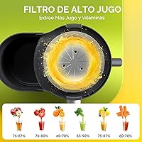 Vista 4 de Máquina exprimidora, extractor de exprimidor centrífugo de 500 W con 3 velocidades y boca ancha de 3 pulgadas para frutas y verduras, exprimidor