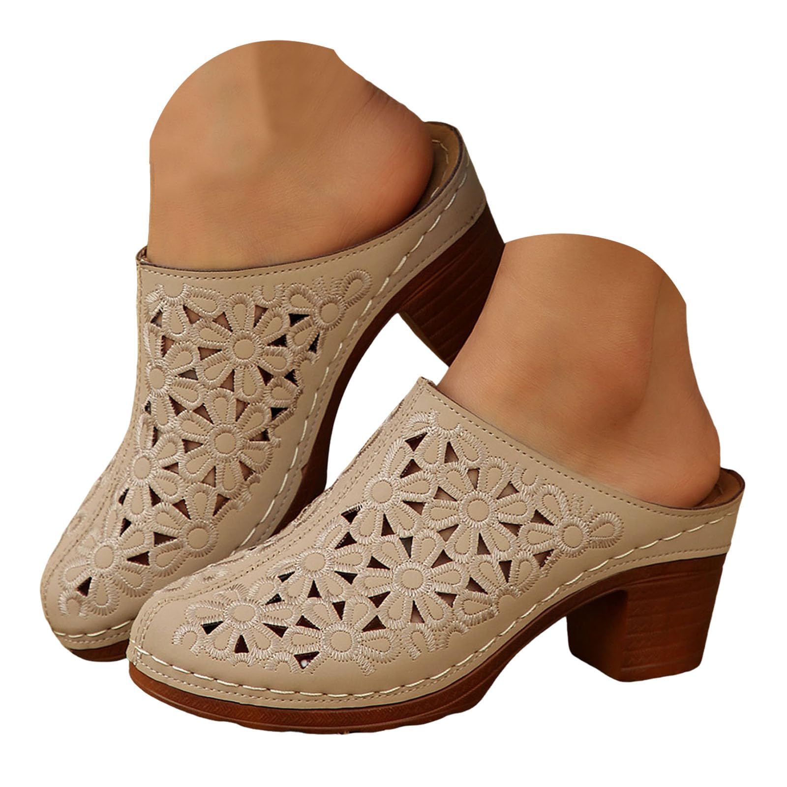 Womens Wedge Sandals 2026 Summer Fashion Closed Toe Comfortable Sandals Womens Breathable Slip On Beach Boho Block Heel Slippers — view 22