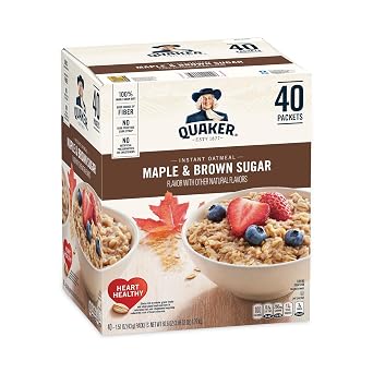 Quaker Instant Oatmeal Cereal, Maple and Brown Sugar, (40-1.51 oz packets) 60.6 Ounce