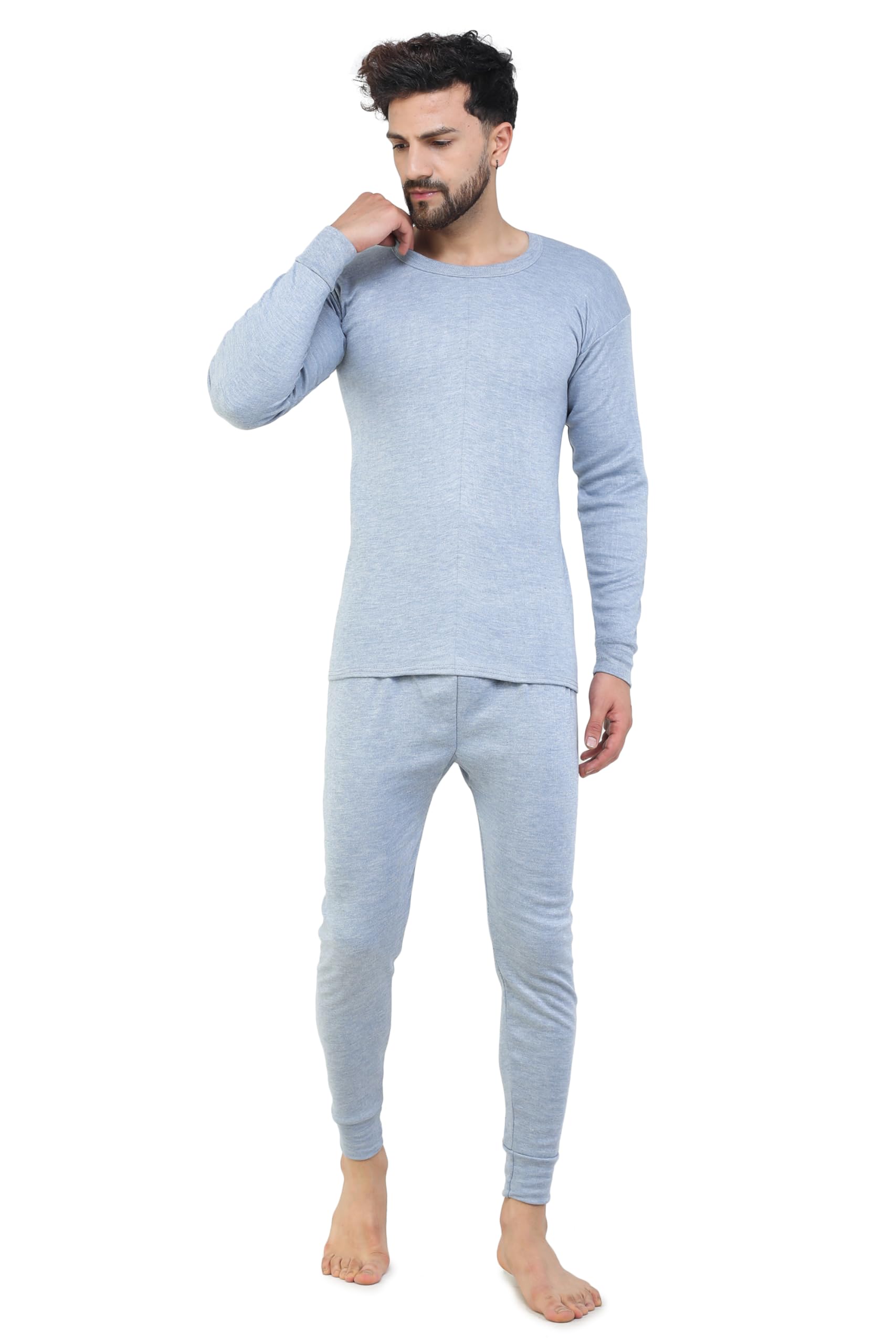 Classic Thermal Set for Men, Cotton-Woollen Blend, Full Sleeve Round Neck, Regular Fit, Standard Size, Winter Wear