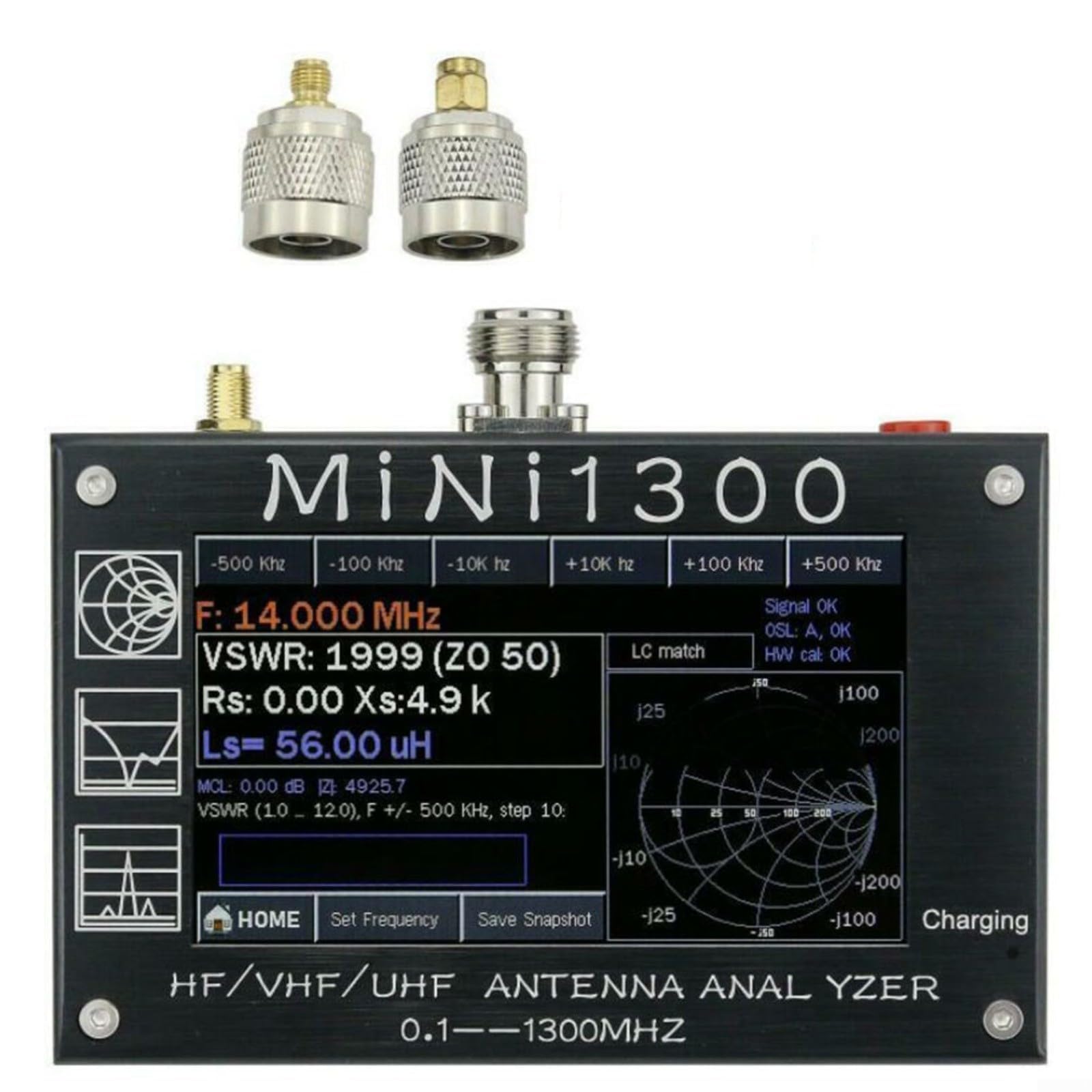 KiraKira Mini1300 SWR Analizator anteny 0,1-1300 MHz HF/VHF/UHF miernik z wyświetlaczem LCD 4,3 cala i trybem