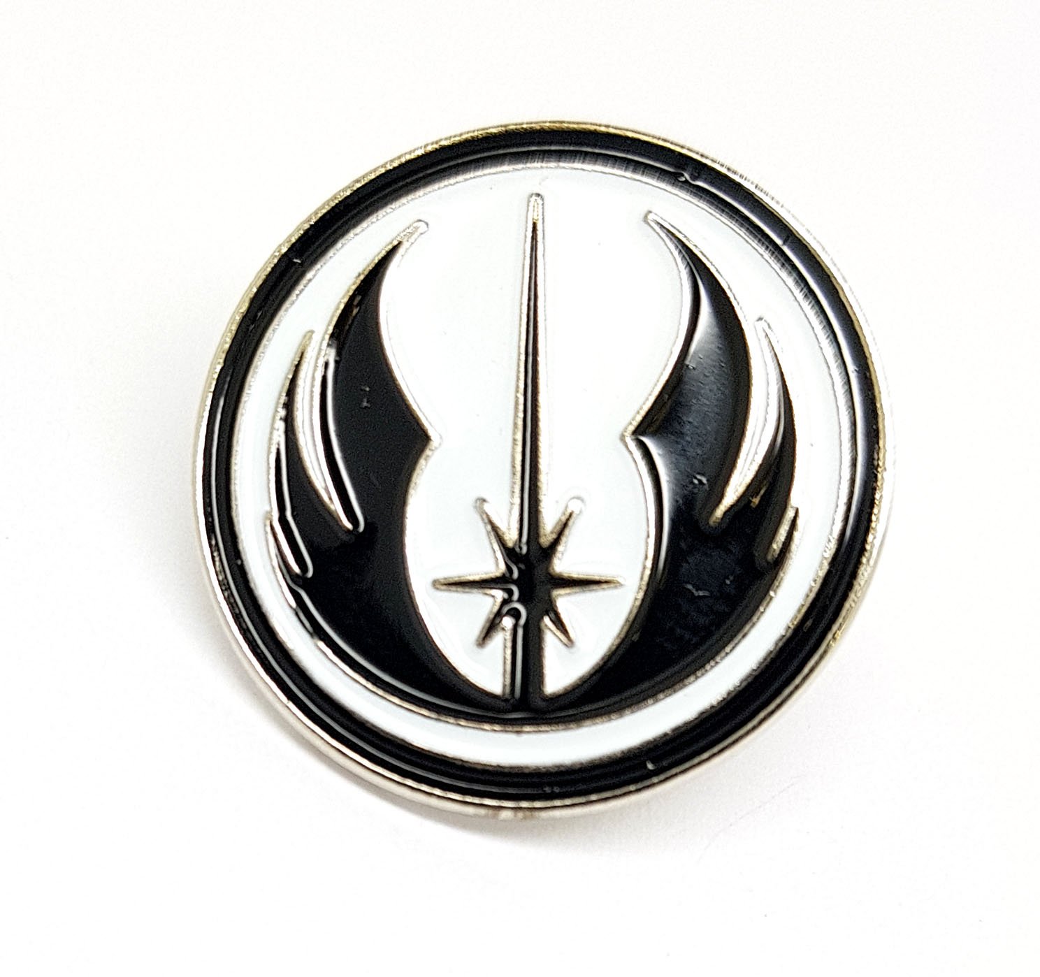 Mainly MetalMetal Enamel Pin Badge Brooch Star Wars Order of Jedi Warrior Insignia (Black & White)
