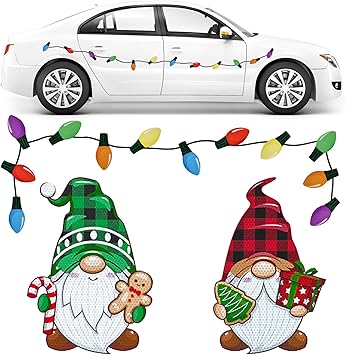 Lot De 20 Décorations Magnétiques Réfléchissantes Pour Noël - Ampoules Et Gnomes - Pour Voiture, Réfrigérateur, Boîte Aux Lettres