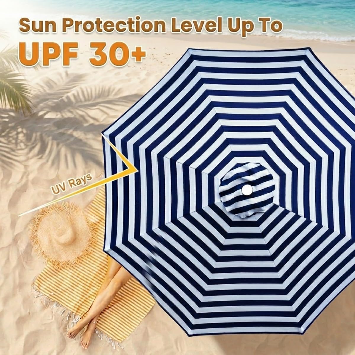 Generico 6/8 Stecche Copertura di Ricambio 2m 2.7m 3.0m 4.0m, Telo di Ricambio Ombrellone Giardino UV30+ Impermeabile, Replacement Parasol Cover per Cortilia Patio Esterno
