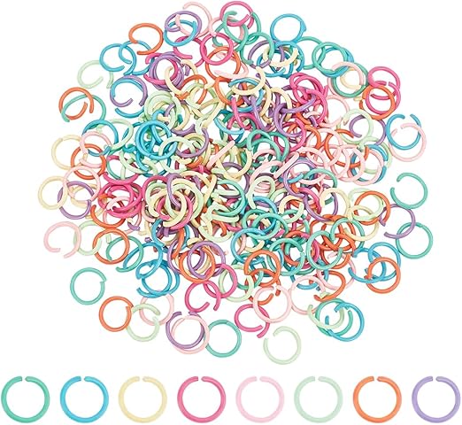 PH PandaHall 240pcs Jump Rings, 10mm Open Jump Rings 8 Colors Chainmail Rings Colored Jewelry Connector Rings 18 Gauge Unsoldered O Ring for Bracelets Necklaces Chain Choker DIY Craft Making