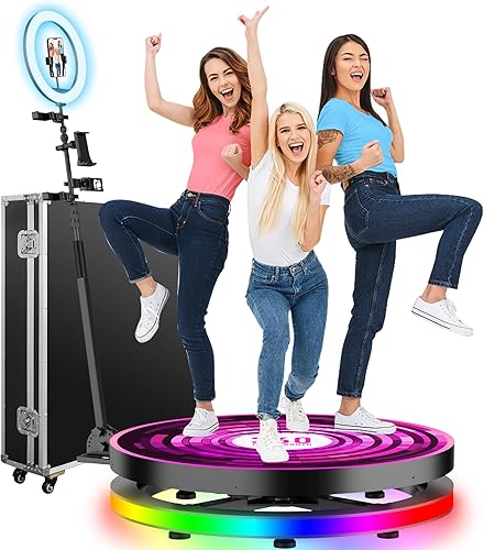 Máquina de cabina de fotos 360 para fiestas con anillo de luz para 3 personas de pie en control remoto automático cámara lenta 360 Spin Photo Camera