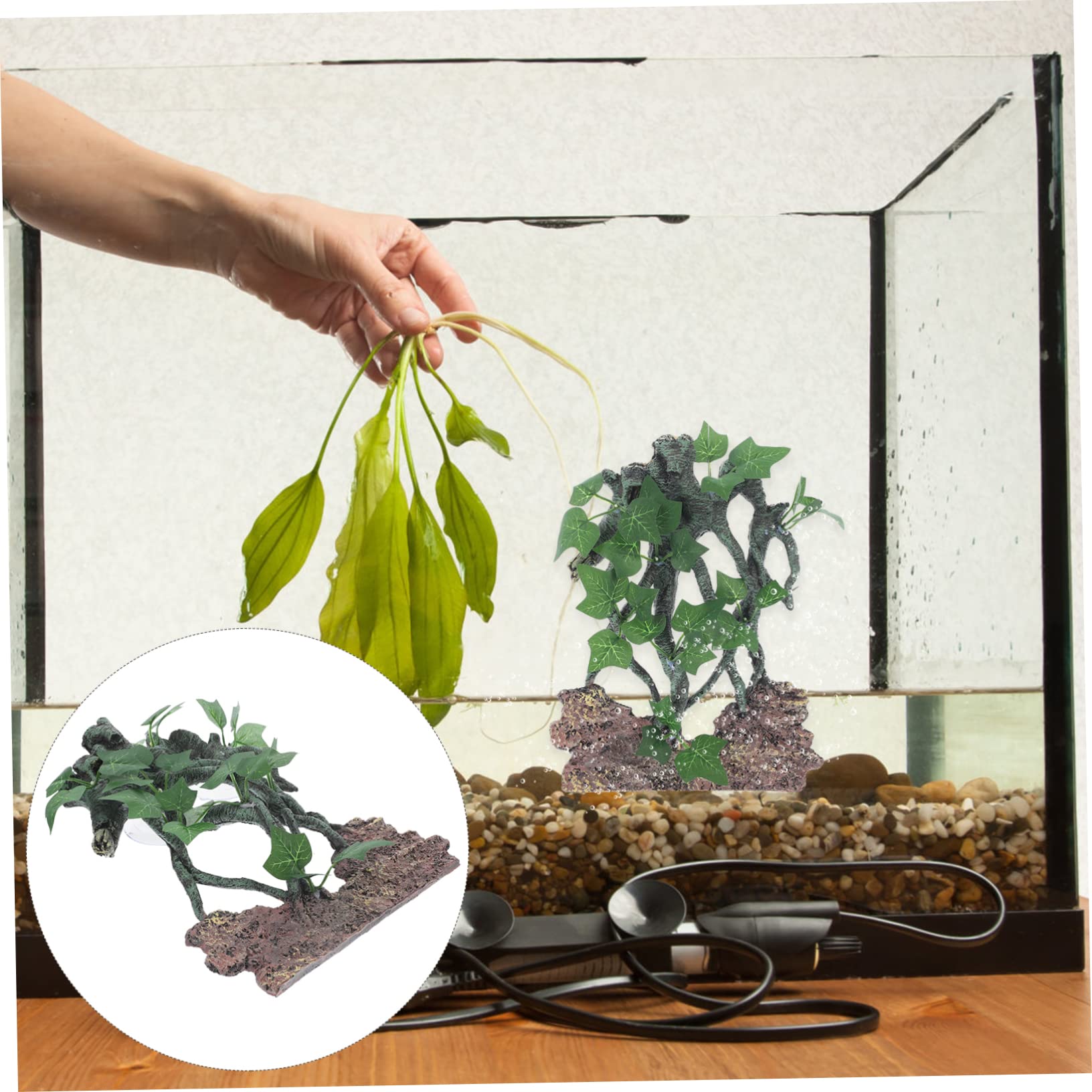 Housoutil Decorazione Per Acquario Con Rami Finti Resina Accessori Per Rettile e Pesci Simulazione Naturale Per Habitat Facile Da Pulire Atmosfera Serene Per Pesci e Rettili