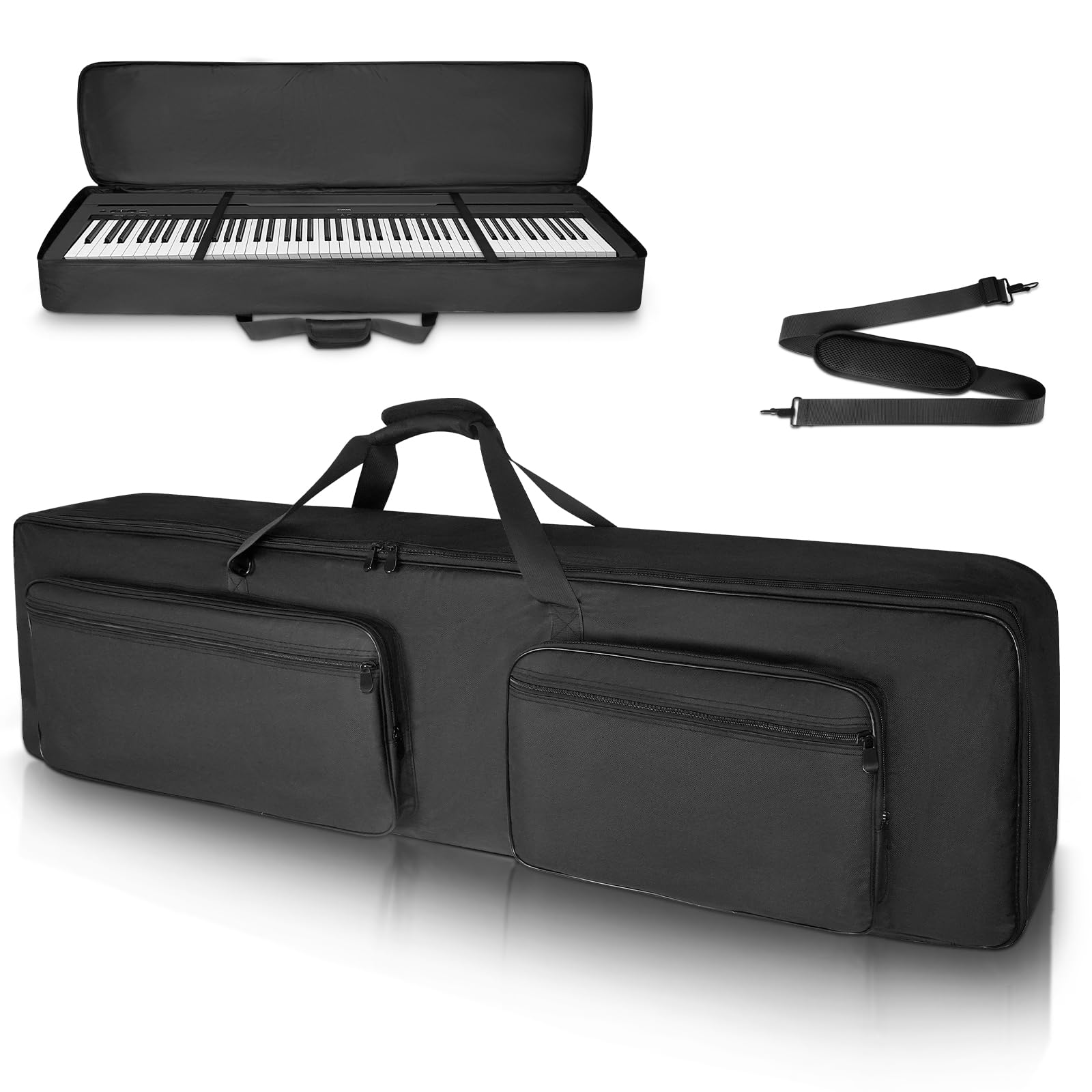 SUNDOY Housse de Transport Fine pour Clavier 88 en Tissu Oxford 600D Robuste, Rembourrage en Mousse de 8 mm, Parfait pour Le Transport de claviers, Accessoires de Musique et Plus Encore