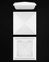 Vista 5 de QWORK Vinyl Fence Post Cap, 4 Pack 4" x 4" PVC Square Fence Post Top Cover, New England Pyramid Style, for Mailbox, Lamp Post, Deck, Dock, Piling