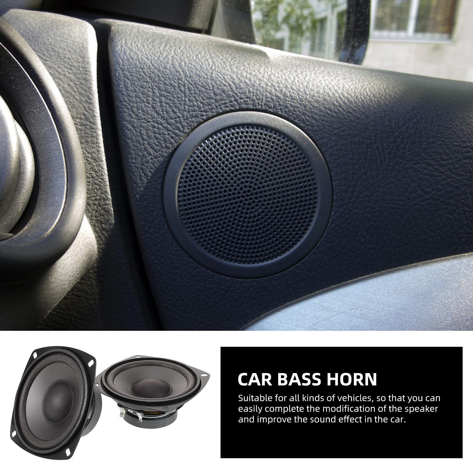 USHOBE Bocina Coaxial para Coche 600w 12v 4 Ohmio, Hierro PP Negro