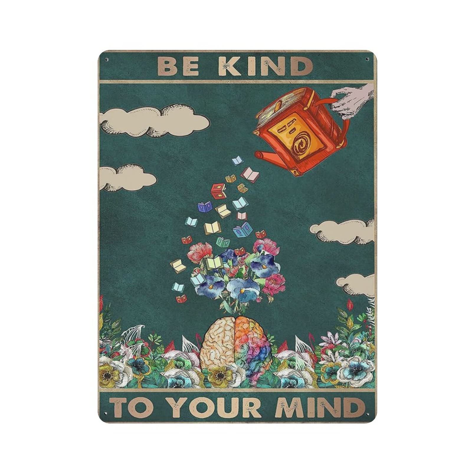 AOOEDM Be Kind Vintage Metal Tin Sign for Home Coffee Shop Office Wall Art Metal Poster Garage Decor Man Cave Sign Inspirational Quote Wall Decor