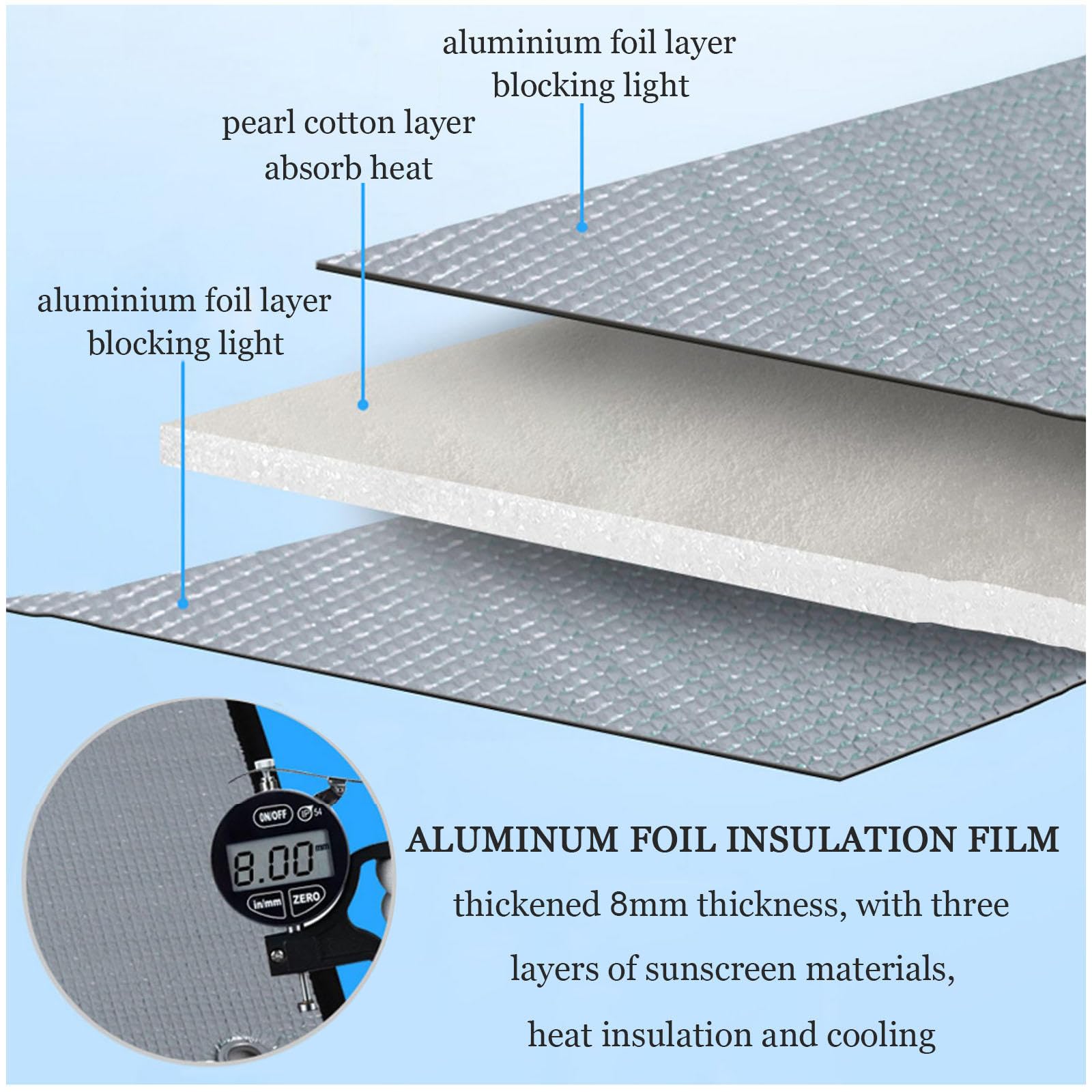 Pellicola oscurante riflettente per finestre, isolamento in foglio di alluminio, anti-UV, abbagliamento, calore, privacy, per vetro, 80 x 150 cm, soluzione per la casa a risparmio energetico