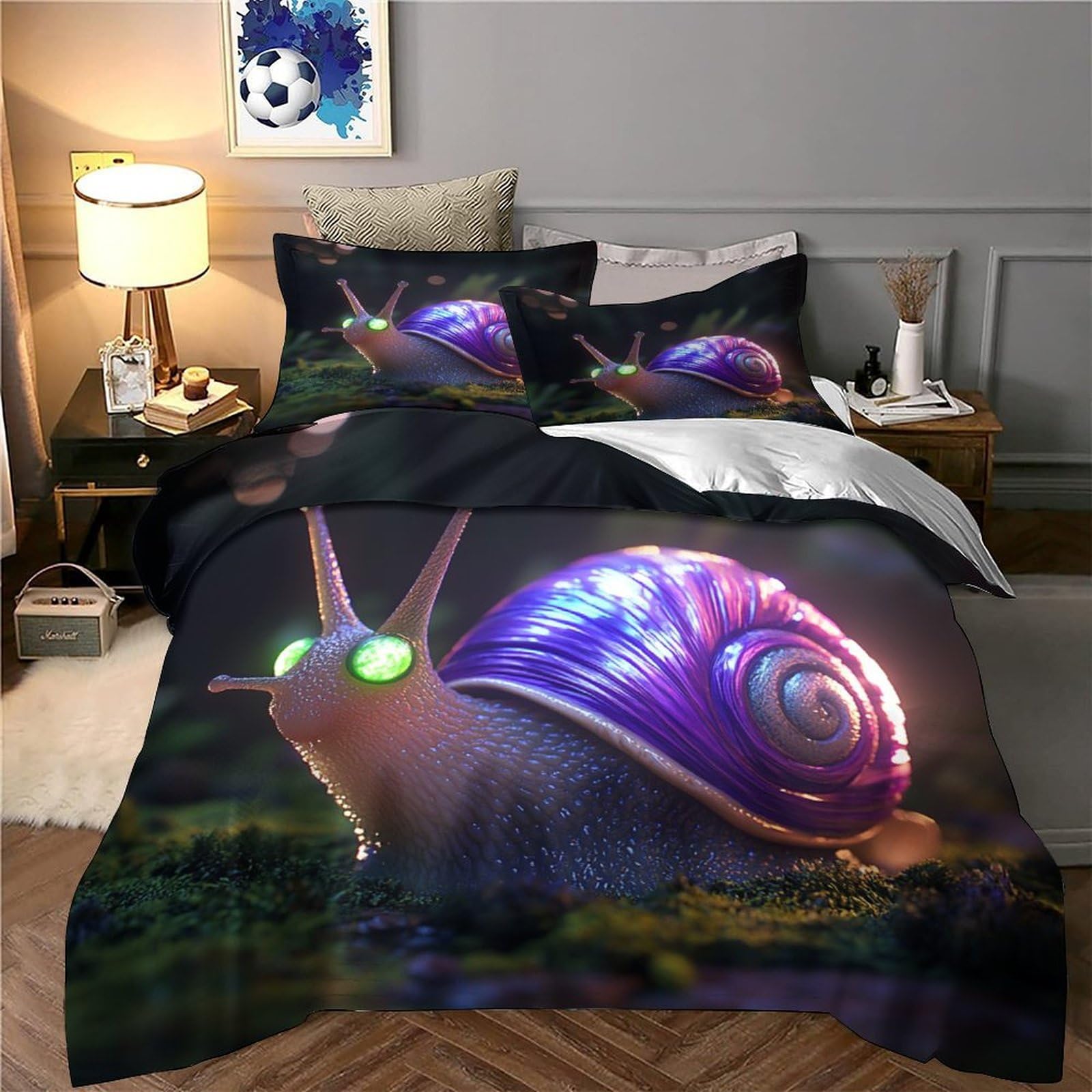 lumaca di fantasia Impressione 3D 3 pz cover piumone stile di arte digitale coperteletto microfibra ipoallergenica antiacari per bambini adolescenti ragazze Super king（260x220cm）