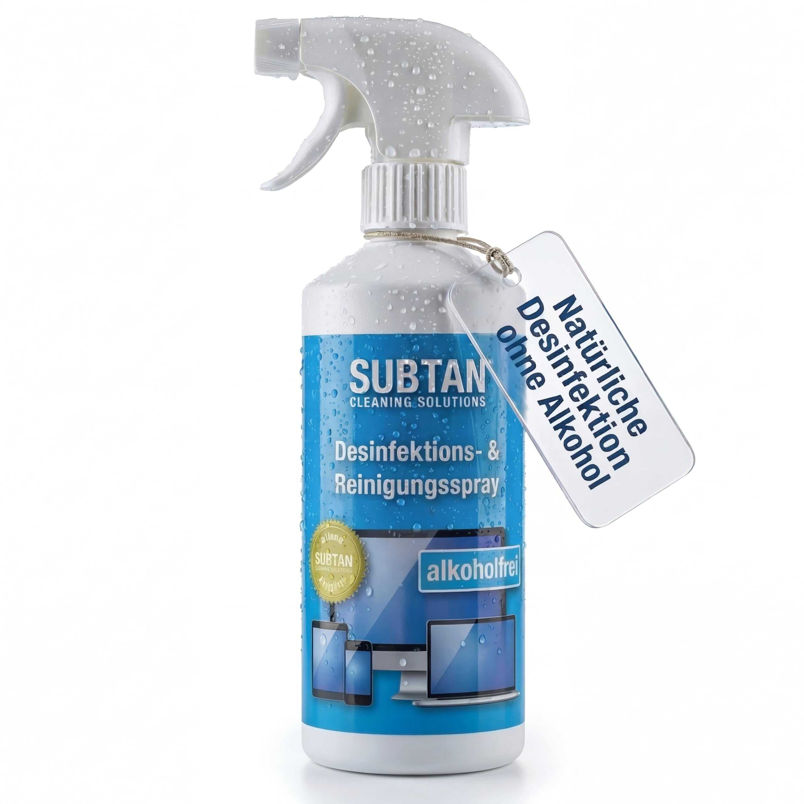 Blue HOCl Desinfektionsspray Display 500 ml – alkoholfrei keimfrei | Ökologisch abbaubar – reinigt Displays + Oberflächen ohne Schlieren & Rückstände – keine aggressiven Chemikalien