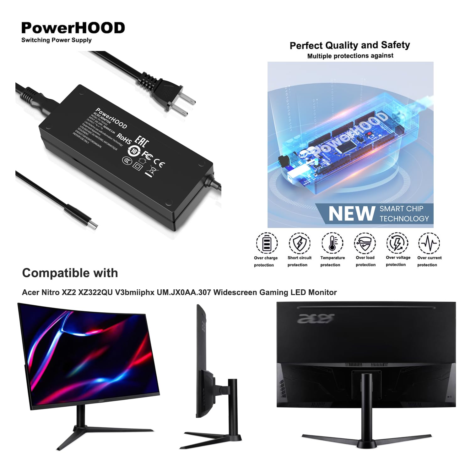 Amazon.com: AC Adapter for Acer Nitro XZ2 XZ322QU V3bmiiphx UM
