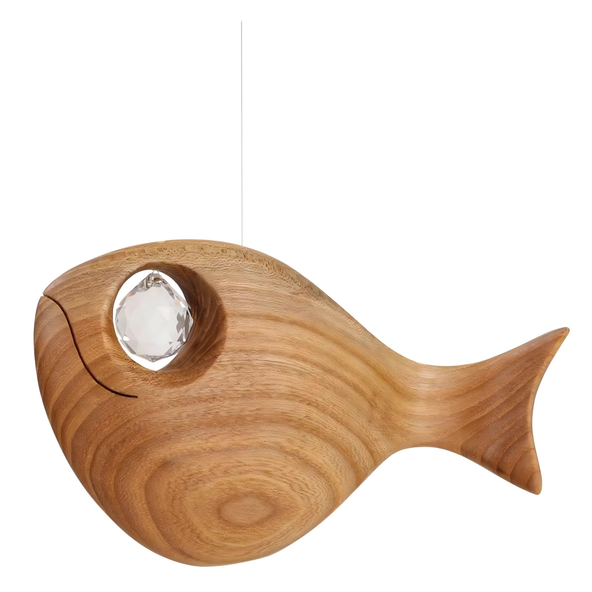 Dolfi Wooden Fish and Swarovski Crystal 10 cm | Natural Wood in Val Gardena | Nativity Figure