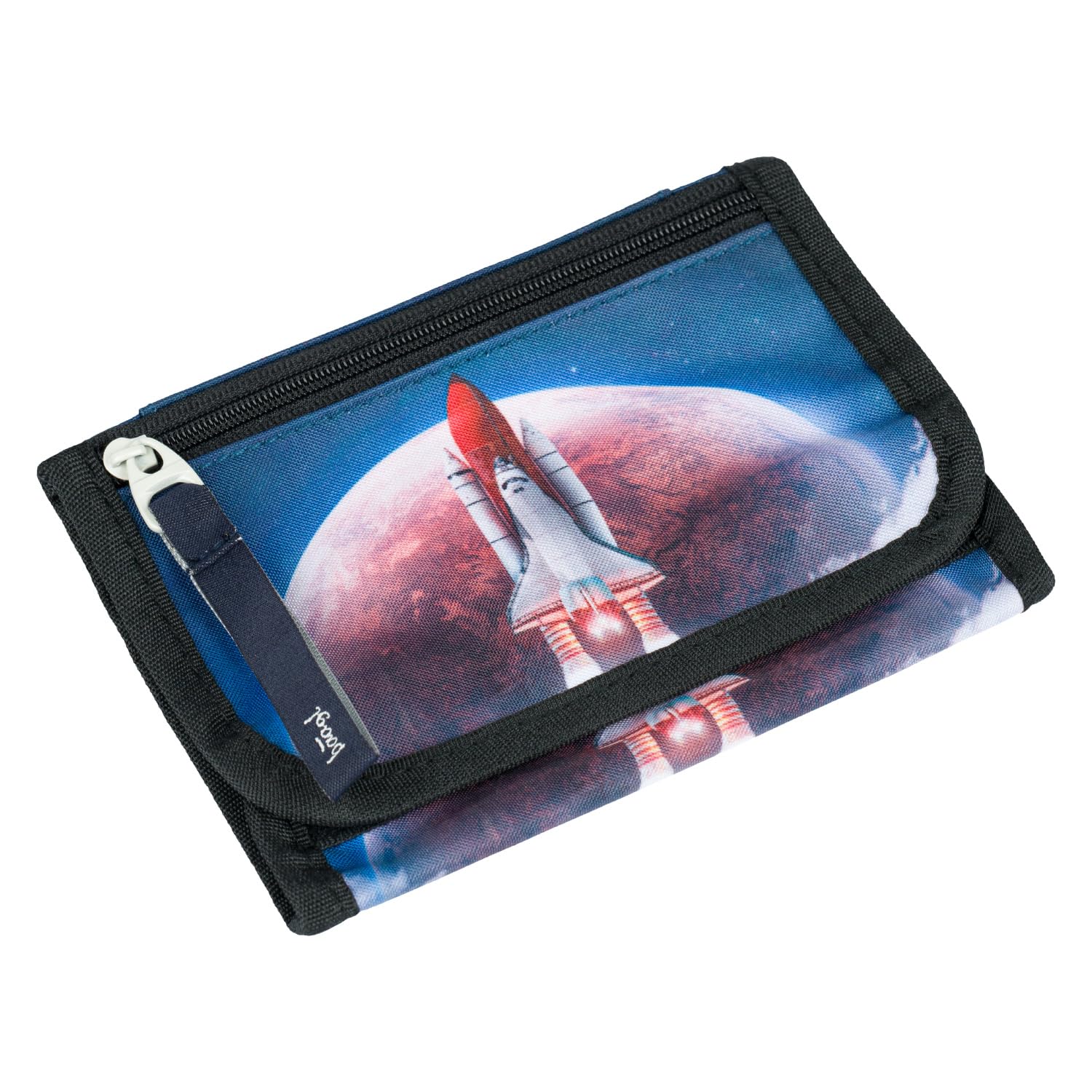 Baagl Brustbeutel Kinder - Geldbörse für Jungen - Geldbeutel, Mini Portemonnaie, Kleingeld Münzbörse (Space Shuttle)