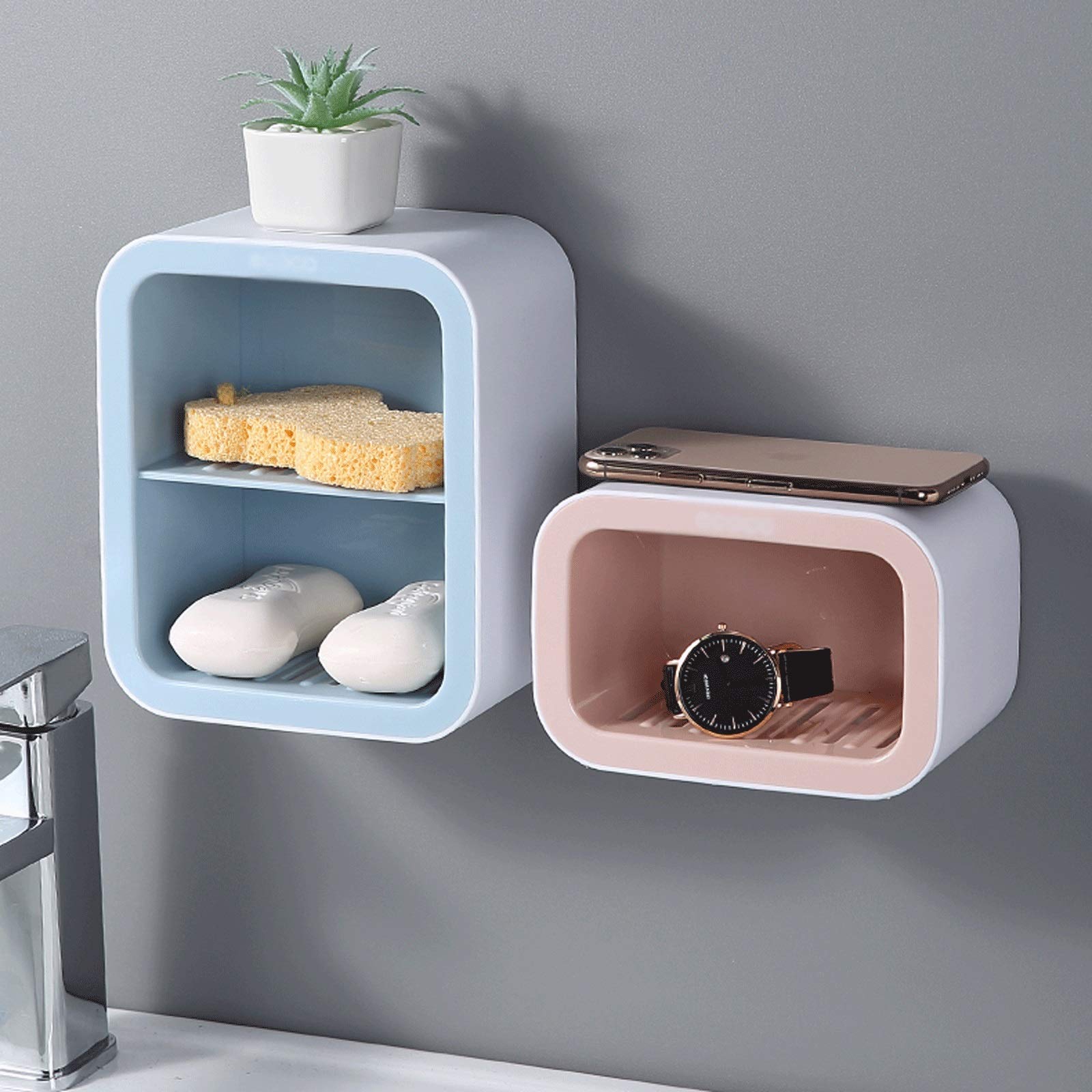 Jabonera/Jaboneras El plato de plástico montado en la pared puede ahorrar espacio, y el recipiente de jabón de múltiples capas en el baño se puede utilizar en familias, hoteles y dormitorios Bandeja d
