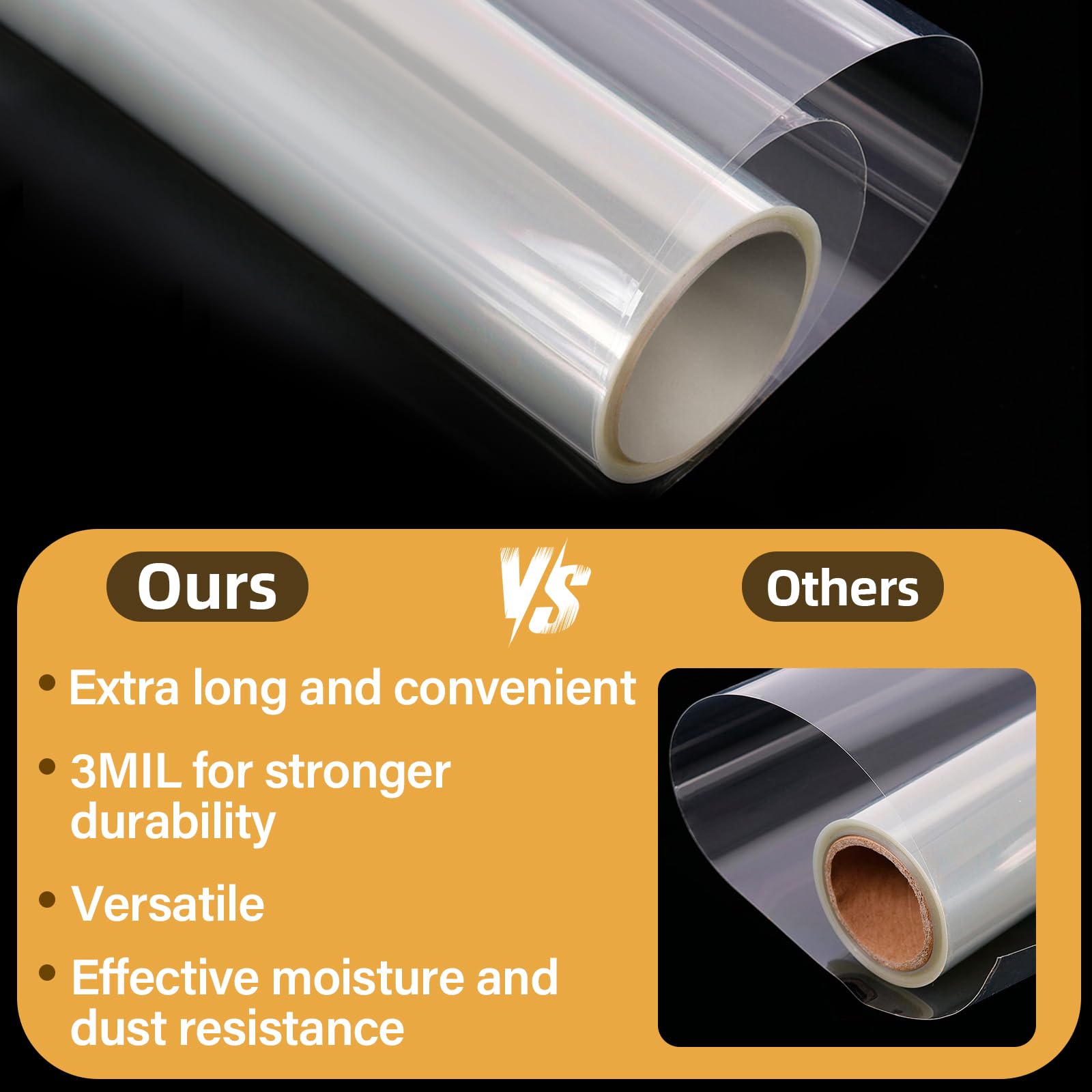 3 Mil Papier Emballage Transparent,86 CM X 30 M Papier Cadeau