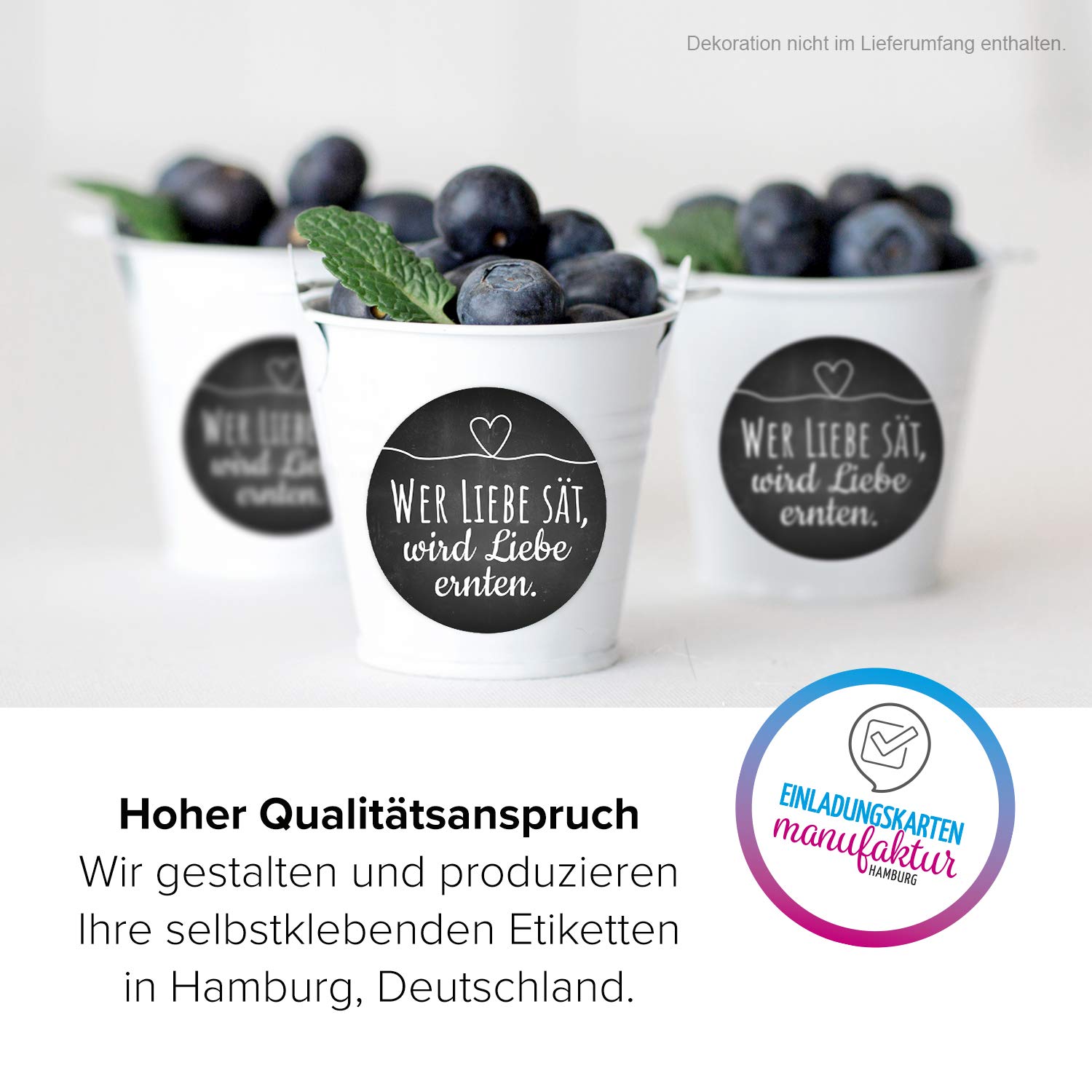 24 runde Design Etiketten - Wer Liebe sät, wird Liebe ernten - Aufkleber für Gastgeschenke 24 runde Design Etiketten - Wer Liebe sät, wird Liebe ernten - Aufkleber für Gastgeschenke