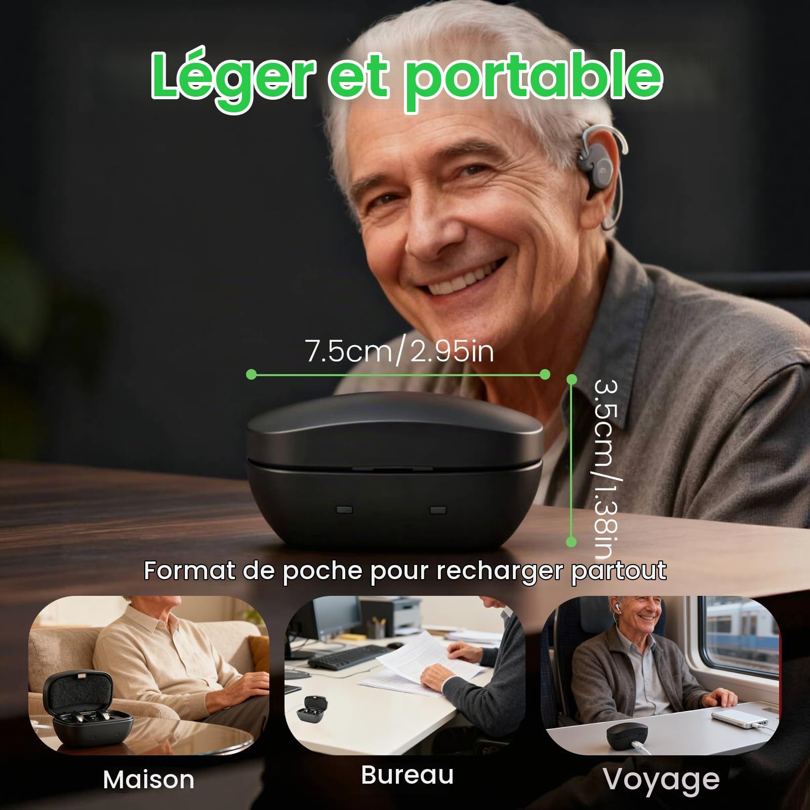 Chargeur pour appareil auditif P13 amélioré et kit de piles rechargeables, lot de 4 piles rechargeables résistantes aux fuites 28 mAh pour appareils auditifs avec chargeur de batterie (4 batteries +