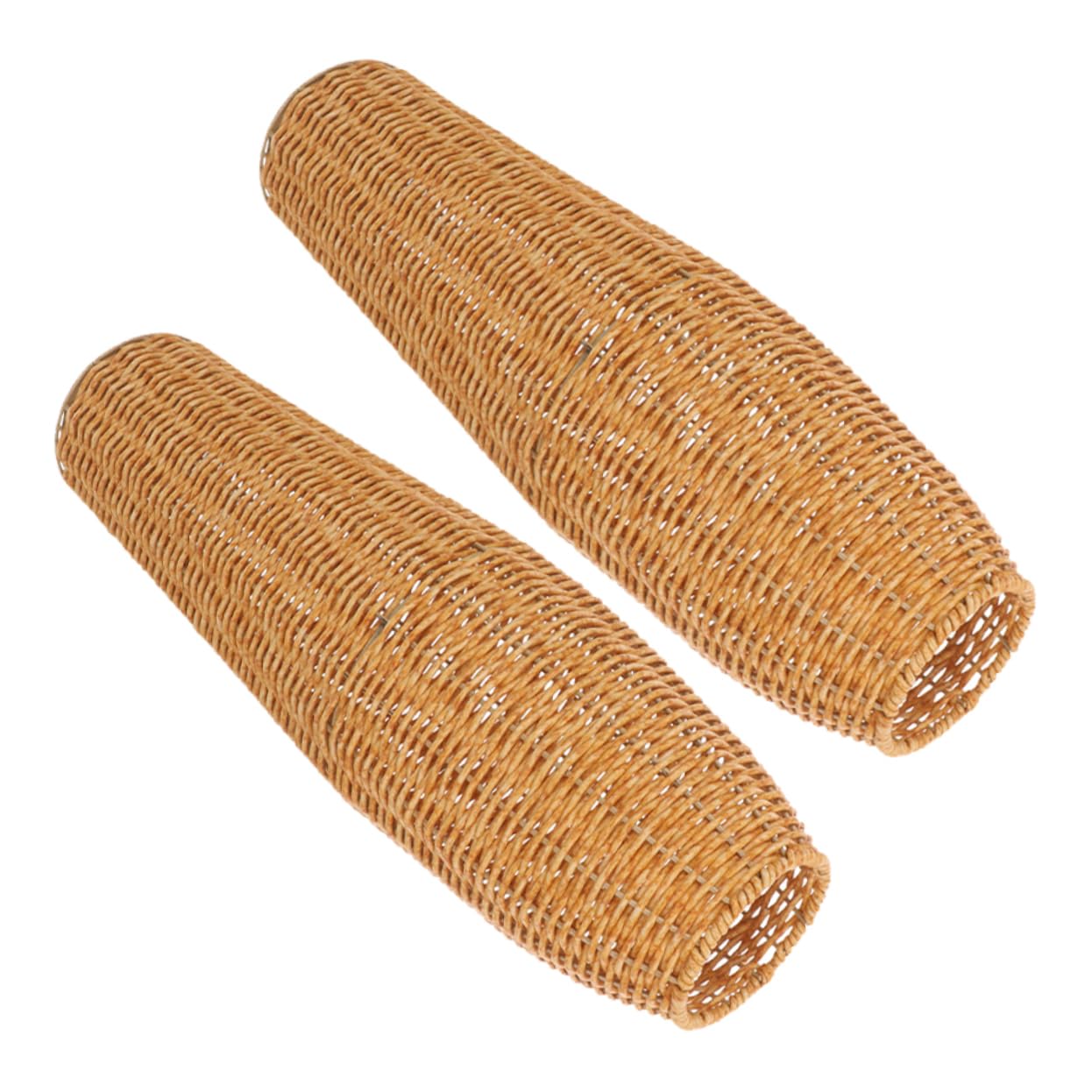 Abaodam Jarrones Altos para Suelo de Imitación Ratán en Plástico Marrón, Juego de 2 Unidades, Diseño Elegante y Rústico para Flores Artificiales y Secas en Salones y Dormitorios