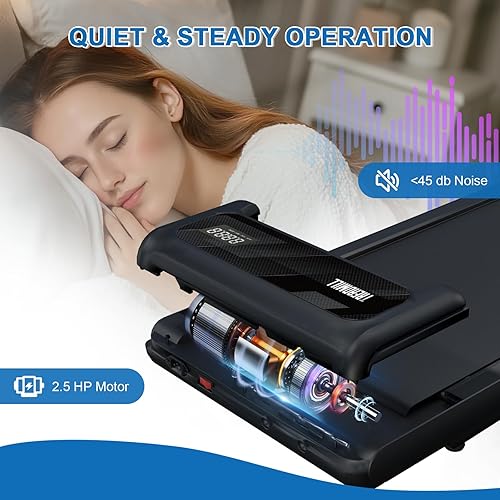 Miniatura 3 de RIVANO Caminadora portátil para usar debajo del escritorio 2025, para uso en la oficina en casa, almohadilla plegable 2 en 1 con inclinación, amplia