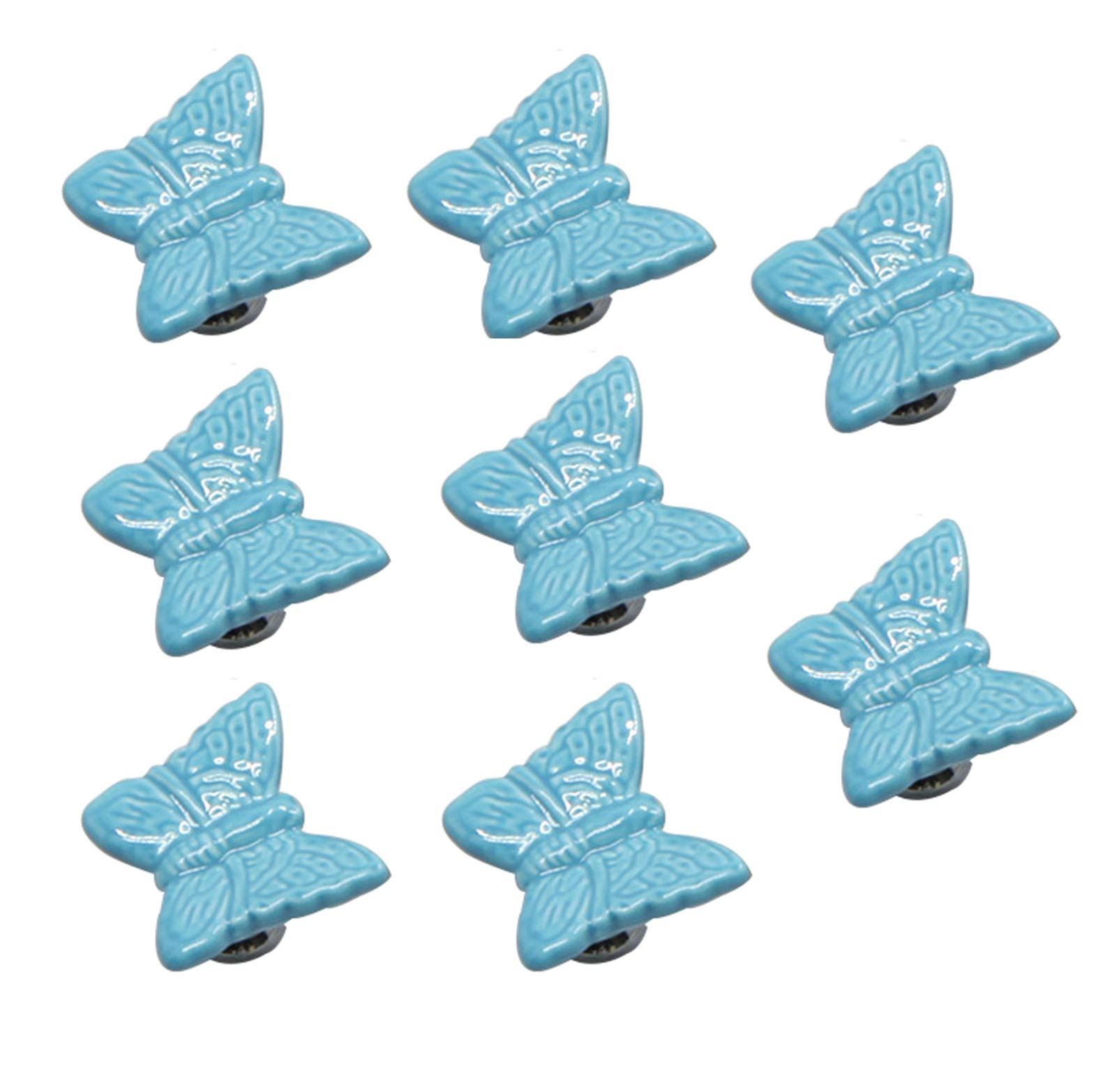 Boutons de tiroir céramique papillon bleu pour rénover un meuble