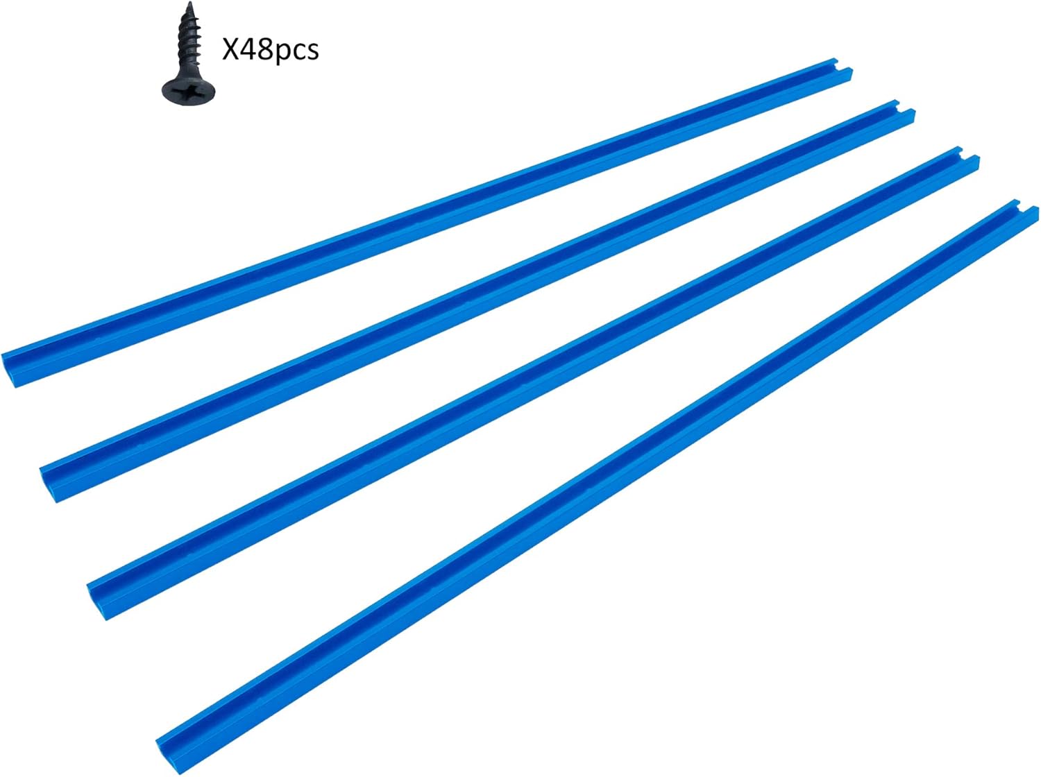 Get Discount 70% Price T-track 48 inch with Wood Screws–Double Cut Profile Universal with Predrilled Mounting Holes -Woodworking and Clamps -High Strength Aluminum Alloy 6063 –Frosted Surface Anodized - 4 PK (Blue)
