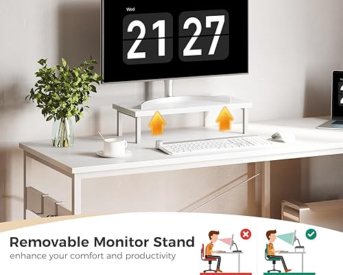 Miniatura 4 de ODK Escritorio pequeño en forma de L de 47 pulgadas con estantes de almacenamiento reversibles, escritorio esquinero en forma de L con soporte para