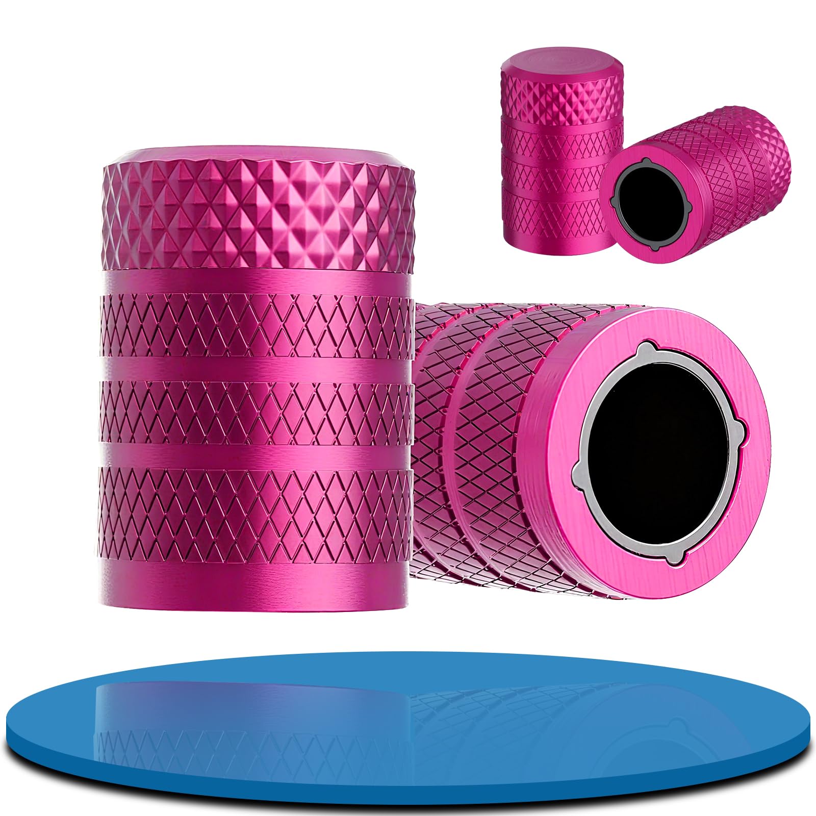 Ventilkappen Auto Aluminium, 4 Stück Ventilkappen Hohe Luftdichtigkeit, UV-beständig, Wasser & Staubdicht Ventilkappen Universell für Autos, Motorräder, Lkws, Fahrräder, etc.