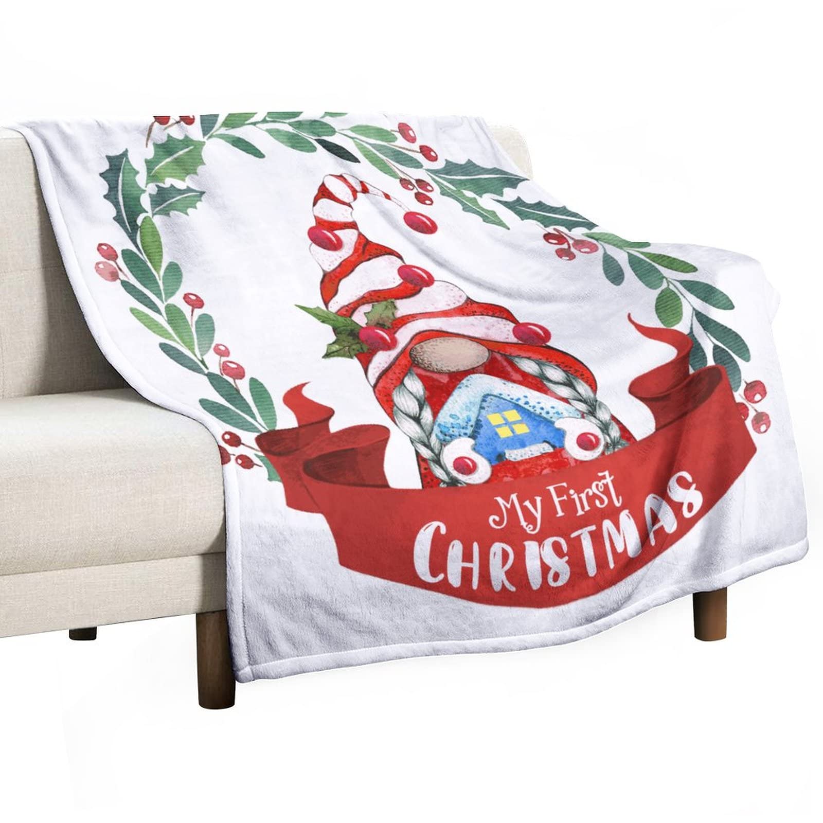 Couverture de Noël micro polaire plaid pelucheux canapé lit 130x150cm